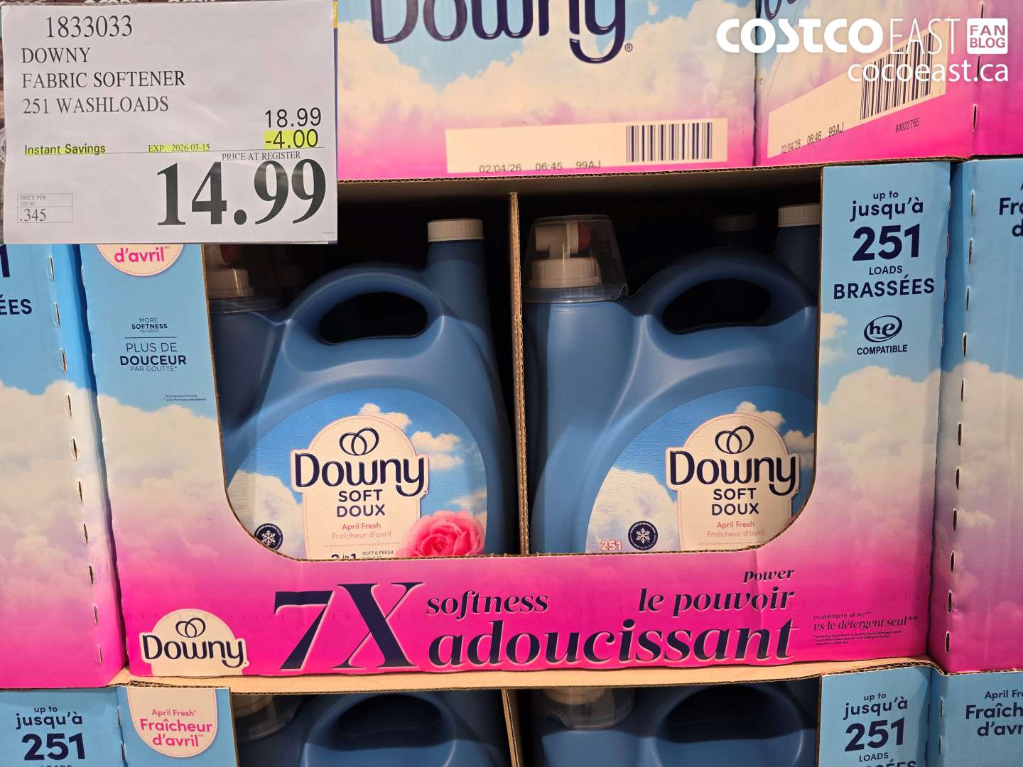 1833033 DOWNY FABRIC SOFTENER 251 WASHLOADS ($4.00 INSTANT SAVINGS EXPIRES ON 2026-03-15) $14.99