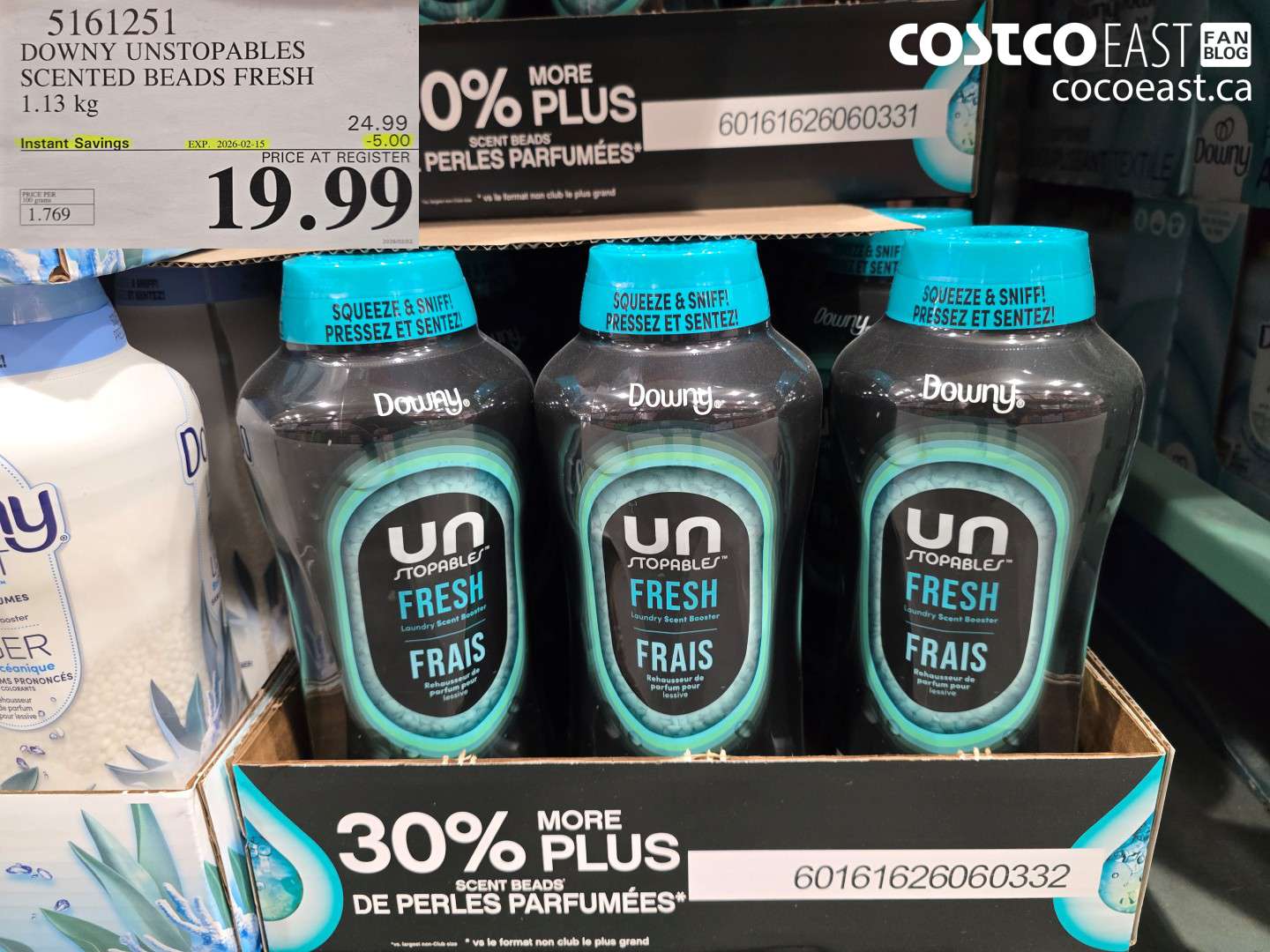 5161251 DOWNY UNSTOPABLES SCENTED BEADS FRESH 1.13 kg  ($5.00 INSTANT SAVINGS EXPIRES ON 2026-02-15) $19.99