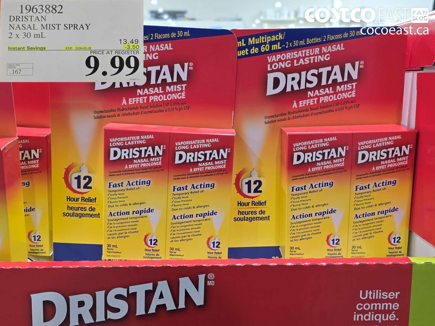 1963882 DRISTAN NASAL MIST SPRAY 2 x 30 mL ($3.50 INSTANT SAVINGS EXPIRES ON 2026-02-08) $9.99