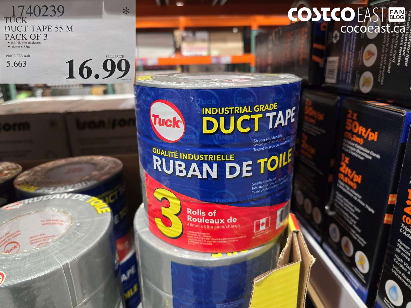 1740239 DUCT TAPE 55 M PACK OF 3 $16.99