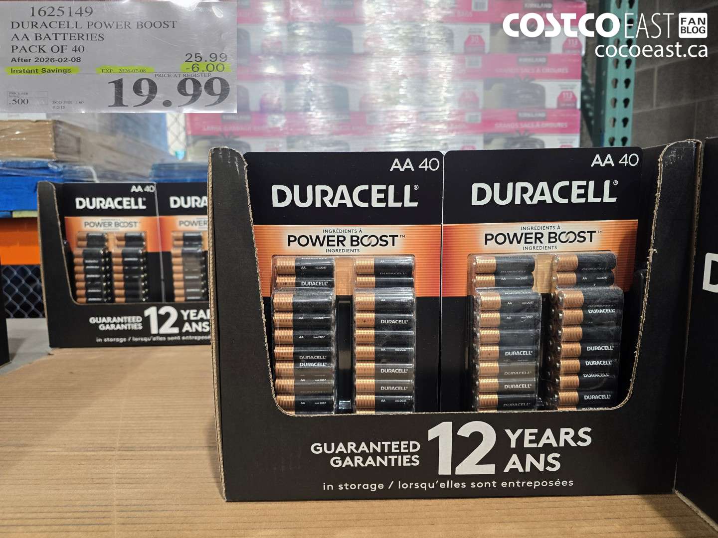 1625149 DURACELL POWER BOOST AA BATTERIES PACK OF 40 ($6.00 INSTANT SAVINGS EXPIRES ON 2026-02-08) $19.99