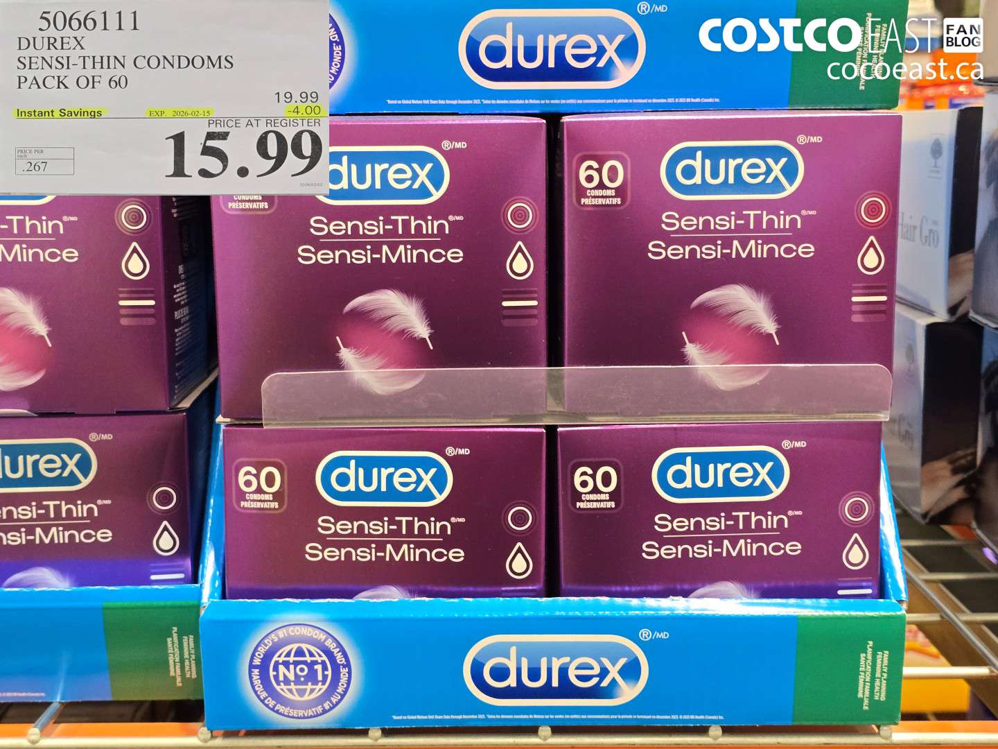 5066111 DUREX SENSI-THIN CONDOMS PACK OF 60 ($4.00 INSTANT SAVINGS EXPIRES ON 2026-02-15) $15.99
