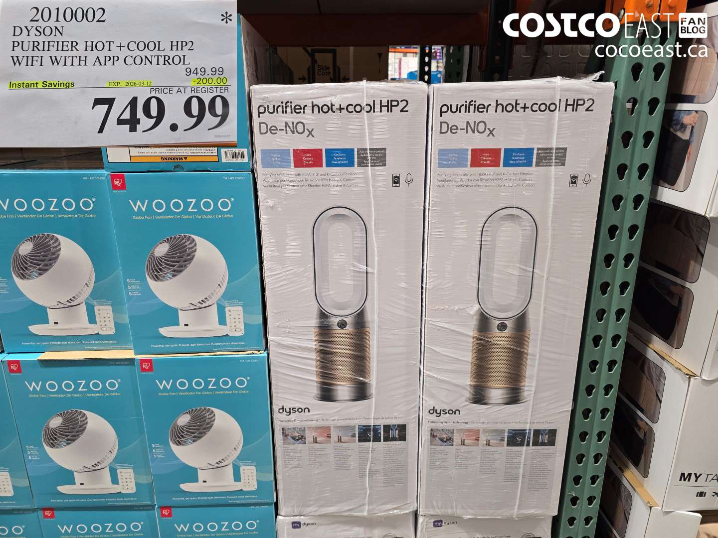 2010002 DYSON PURIFIER HOT + COOL HP2 WIFI WITH APP CONTROL ($200.00 INSTANT SAVINGS EXPIRES ON 2026-03-12) $749.99