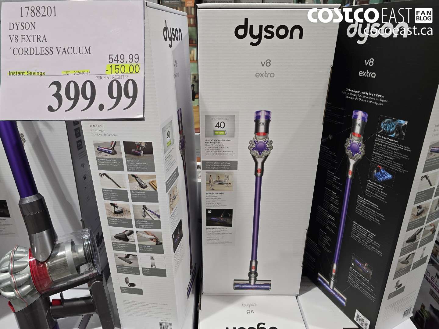 1788201 Dyson V8 EXTRA CORDLESS VACUUM ($150.00 INSTANT SAVINGS EXPIRES ON 2026-02-15) $399.99
