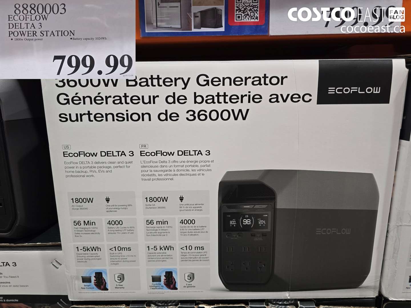 8808003 ECOFLOW DELTA 3 POWER STATION $799.99