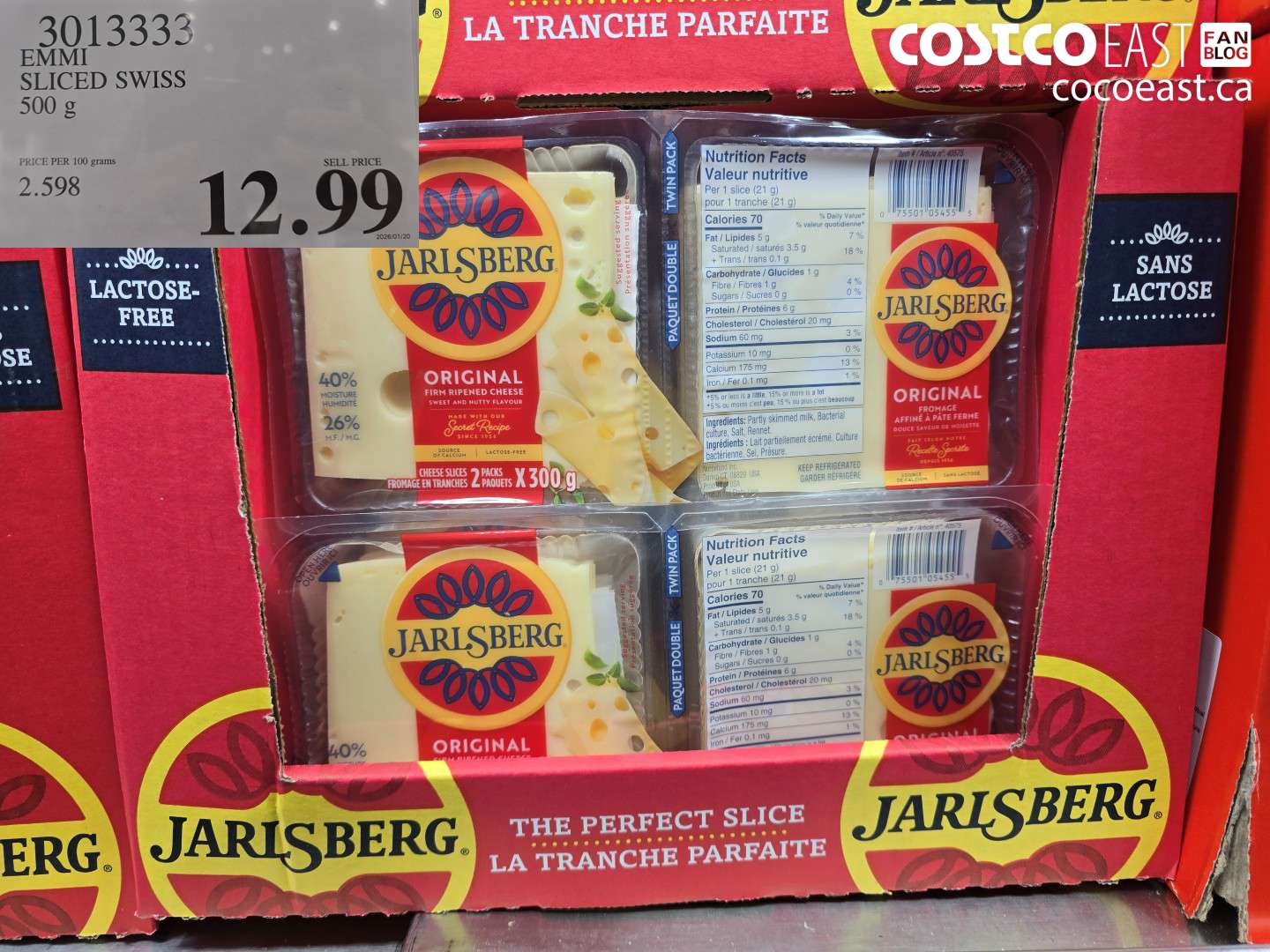 3013333 EMMI SLICED SWISS 500 G $12.99