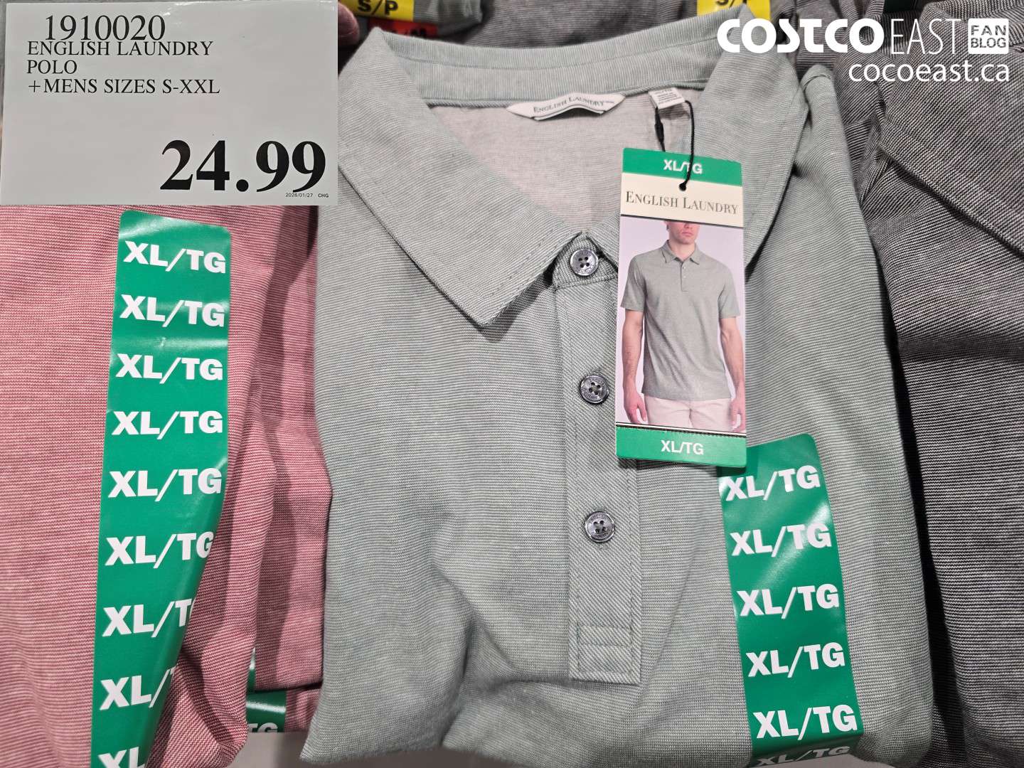 1910020 ENGLISH LAUNDRY POLO + MENS SIZES S-XXL $24.99