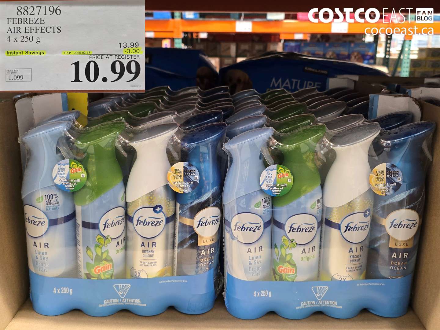 8827196 FEBREZE AIR EFFECTS 4 x 250 g ($3.00 INSTANT SAVINGS EXPIRES ON 2026-02-15) $10.99