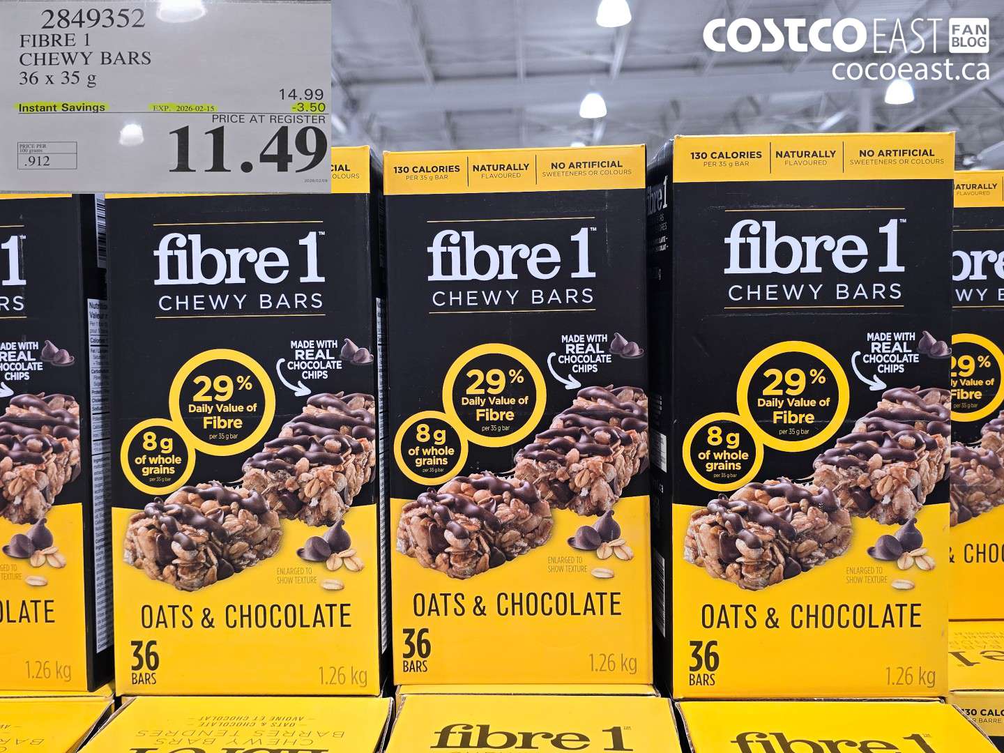2849352 FIBRE 1 CHEWY BARS 36 x 35 g ($3.50 INSTANT SAVINGS EXPIRES ON 2026-02-15) $11.49
