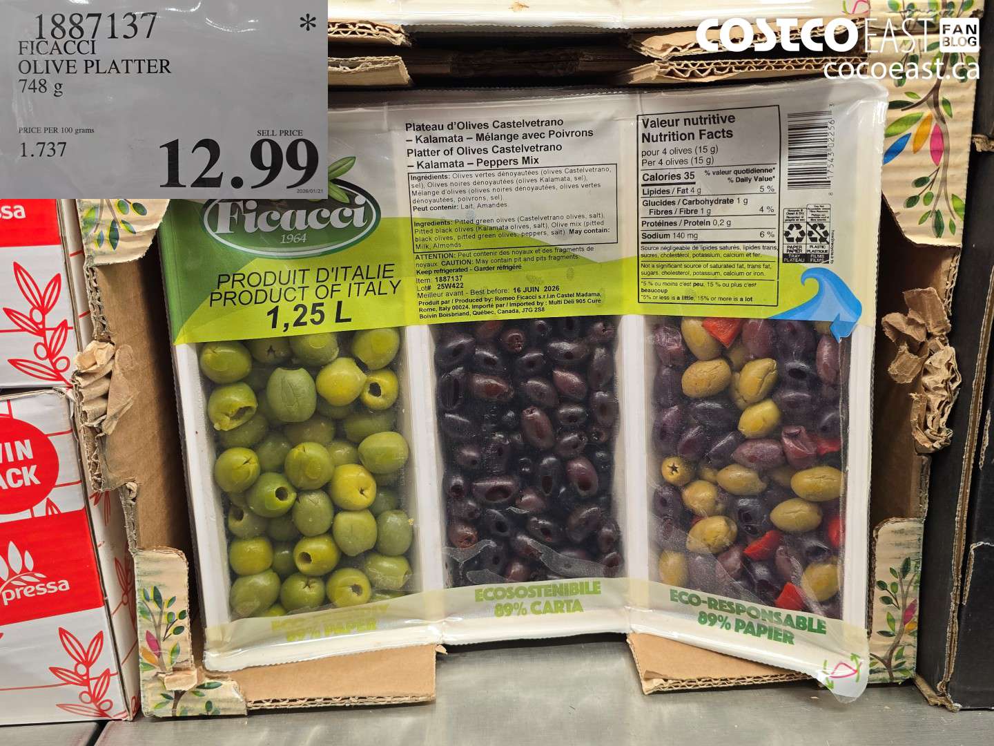 1887137 FICACCI OLIVE PLATTER 748 G $12.99