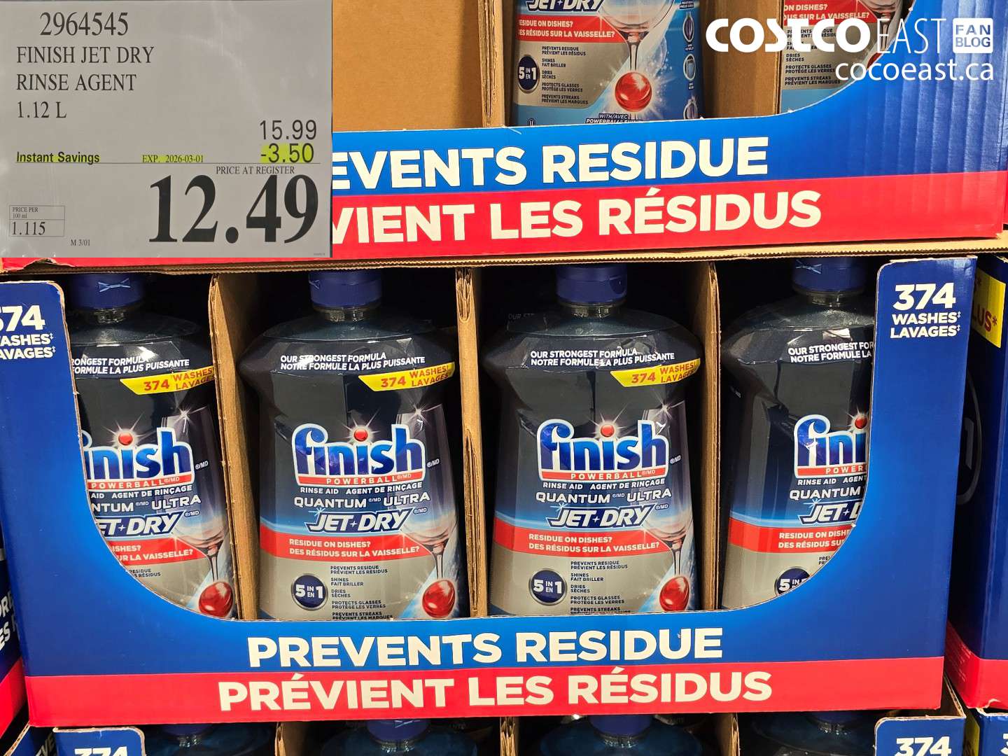 2964545 FINISH JET DRY RINSE AGENT 1.12 L ($3.50 INSTANT SAVINGS EXPIRES ON 2026-03-01) $12.49