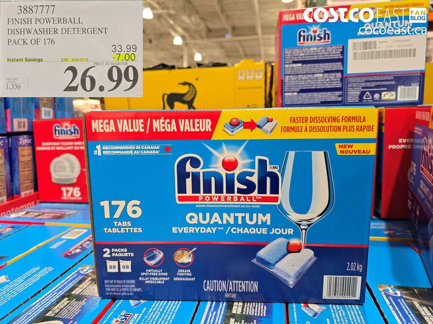 3887777 FINISH POWERBALL DISHWASHER DETERGENT PACK OF 176 ($7.00 INSTANT SAVINGS EXPIRES ON 2026-02-15) $26.99