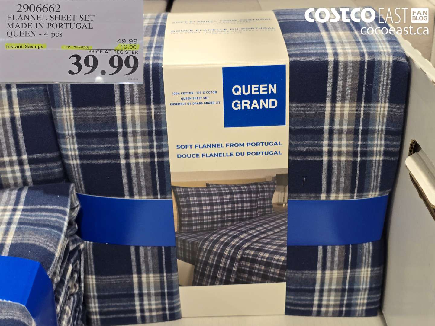 2906662 FLANNEL SHEET SET MADE IN PORTUGAL QUEEN - 4 pcs ($10.00 INSTANT SAVINGS EXPIRES ON 2026-02-08) $39.99