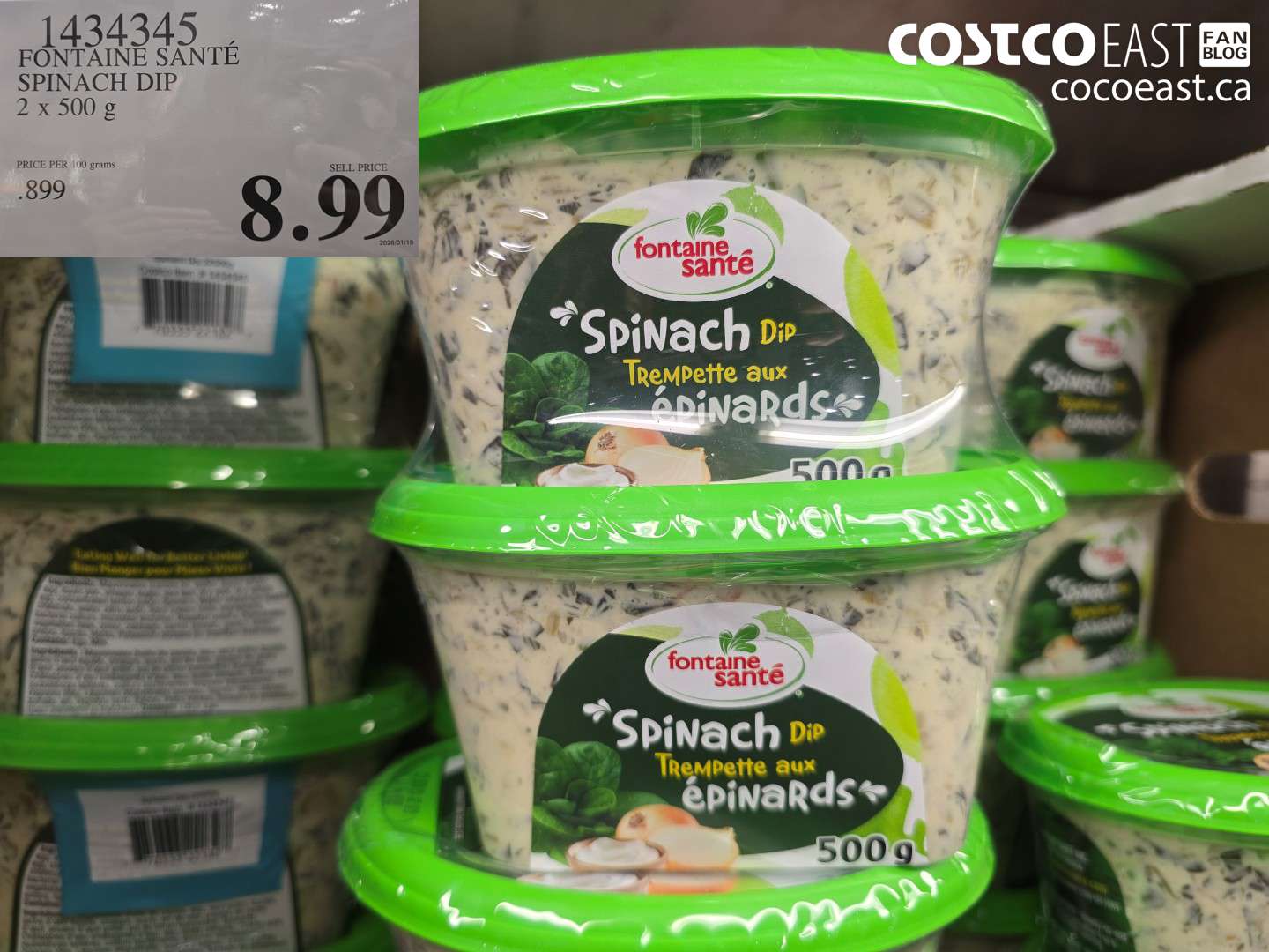 1434345 FONTAINE SANTE SPINACH DIP 2 X 500 G $8.99