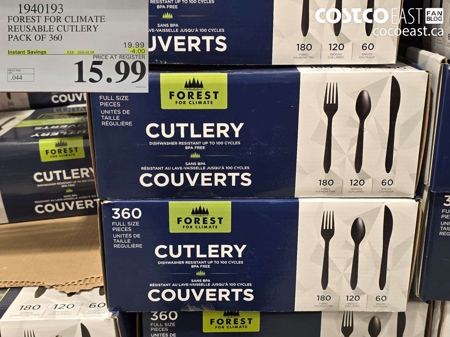 1940193 FOREST FOR CLIMATE REUSABLE CUTLERY PACK OF 360 ($4.00 INSTANT SAVINGS EXPIRES ON 2026-02-08) $15.99