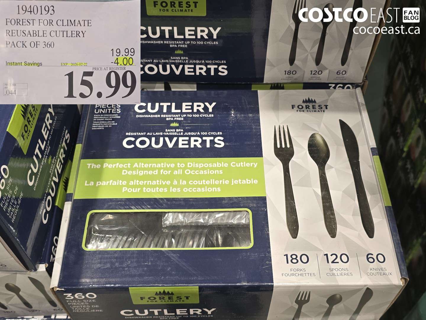 1940193 FOREST FOR CLIMATE REUSABLE CUTLERY PACK OF 360 ($4.00 INSTANT SAVINGS EXPIRES ON 2026-02-22) $15.99