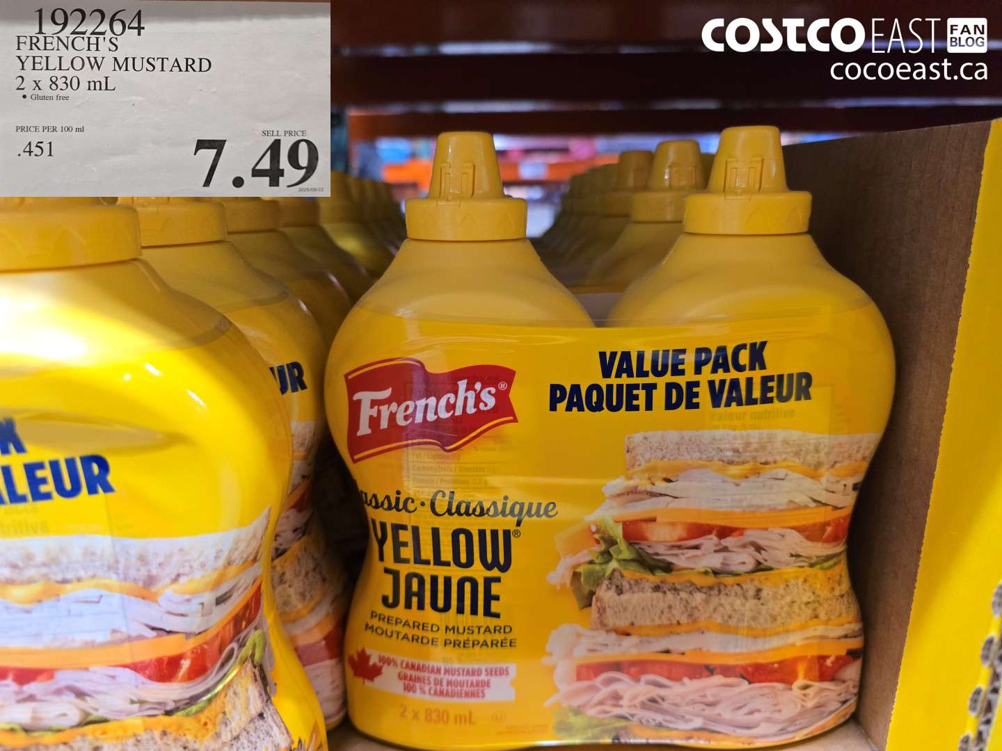 192264 FRENCH'S YELLOW MUSTARD 2 X 830 ML $7.49