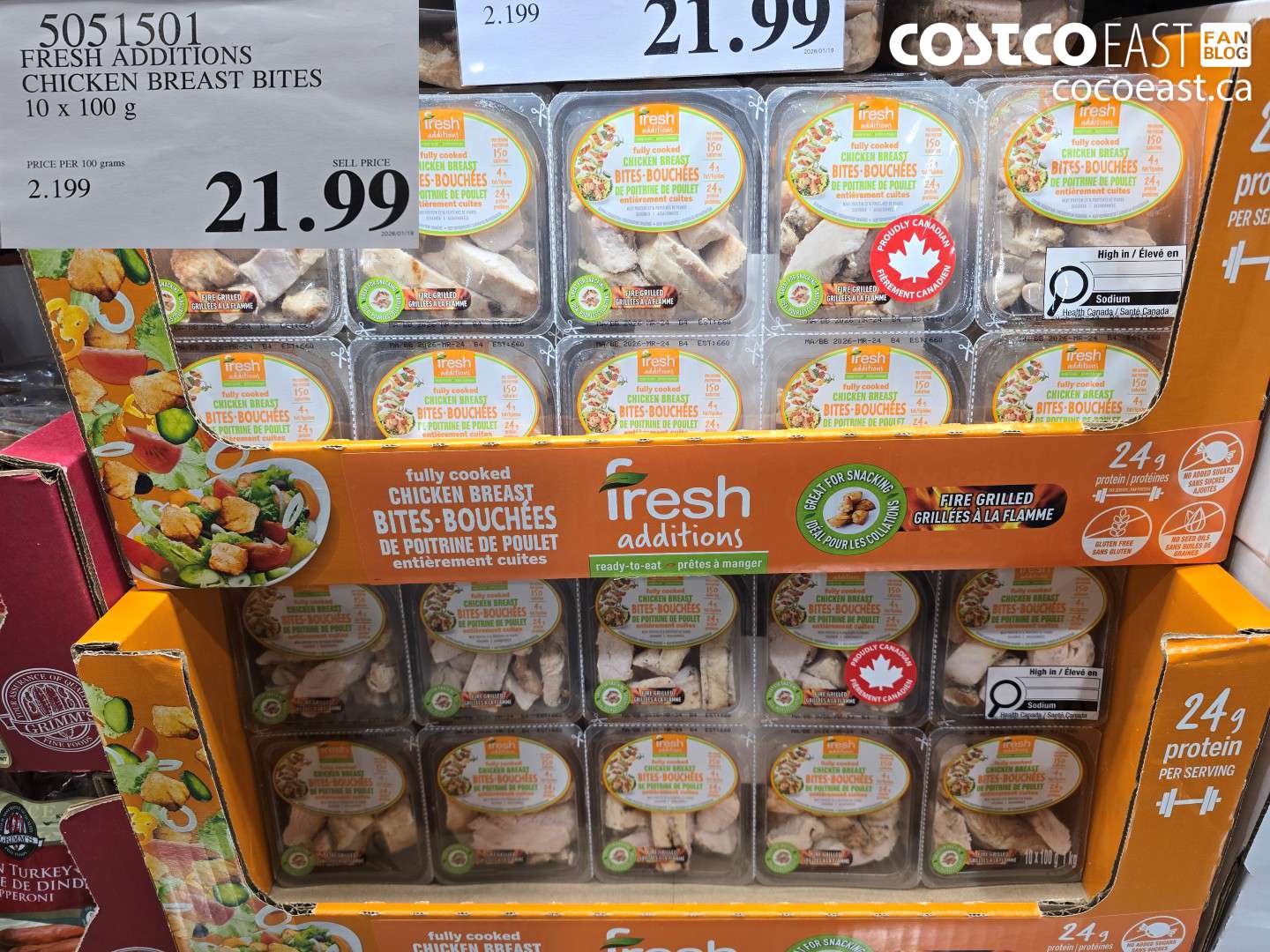 5051501 FRESH ADDITIONS CHICKEN BREAST BITES 10 X 100 G $21.99