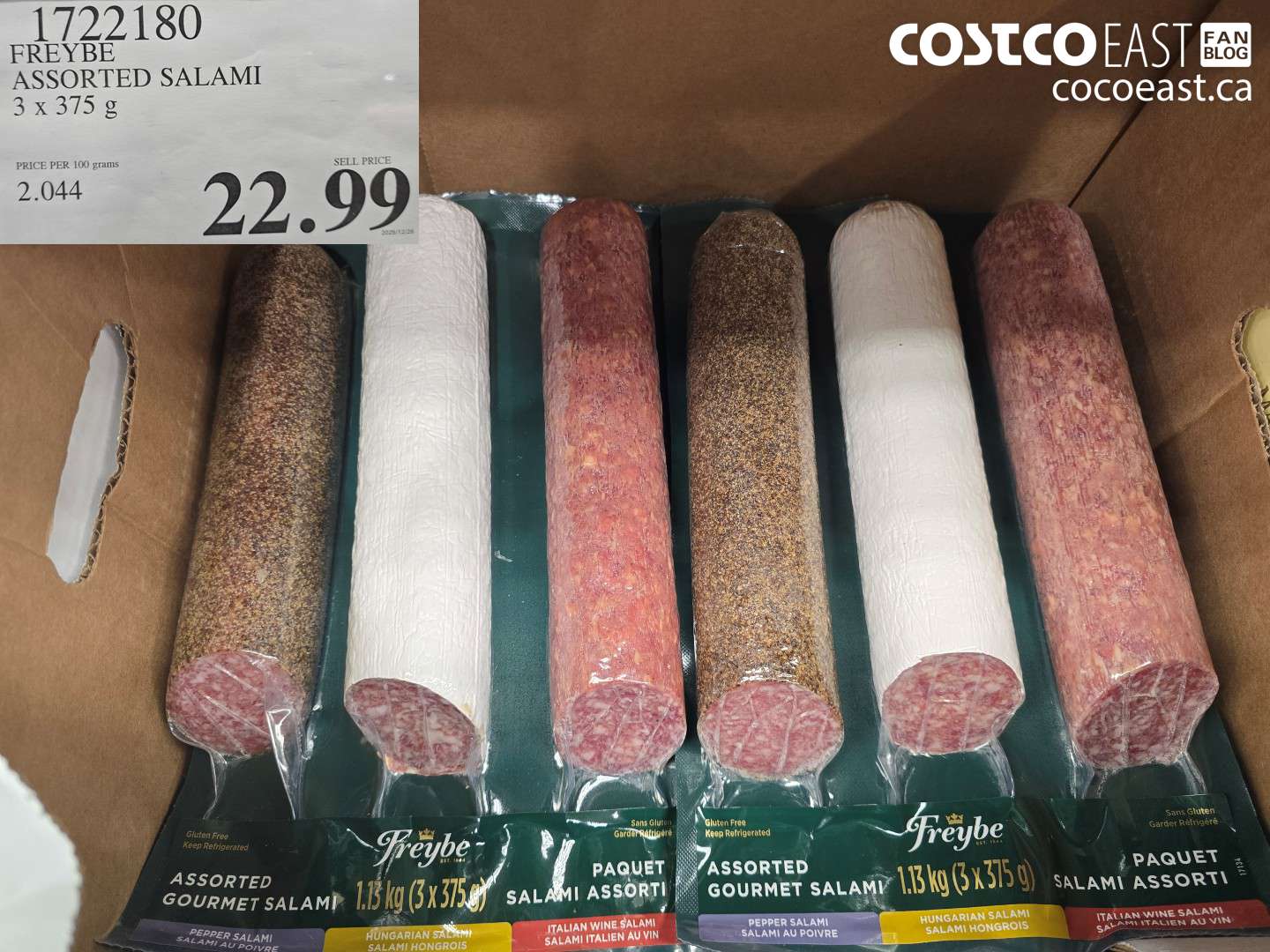 17222180 FREYBE ASSORTED SALAMI 3 X 375 G $22.99