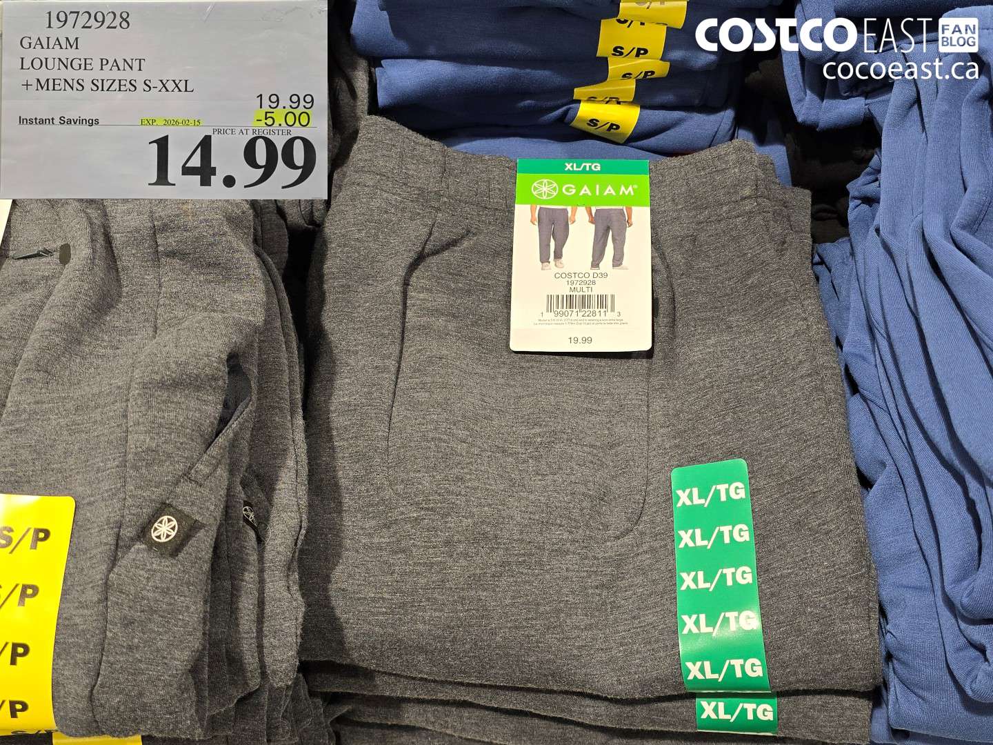 1972928 GAIAM LOUNGE PANT +MENS SIZES S-XXL ($5.00 INSTANT SAVINGS EXPIRES ON 2026-02-15) $14.99