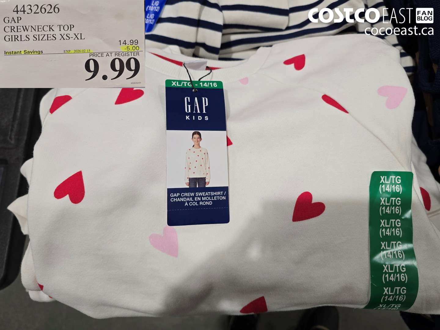 4432626 GAP CREWNECK TOP GIRLS SIZES XS-XL ($5.00 INSTANT SAVINGS EXPIRES ON 2026-02-15) $9.99