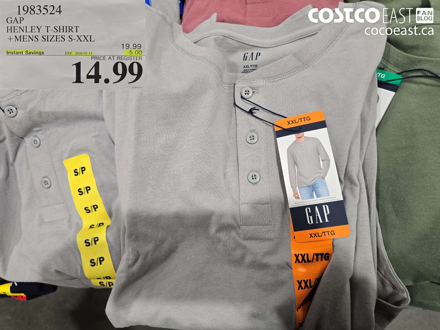 1983524 GAP HENLEY T-SHIRT + MENS SIZES S-XXL ($5.00 INSTANT SAVINGS EXPIRES ON 2026-02-15) $14.99