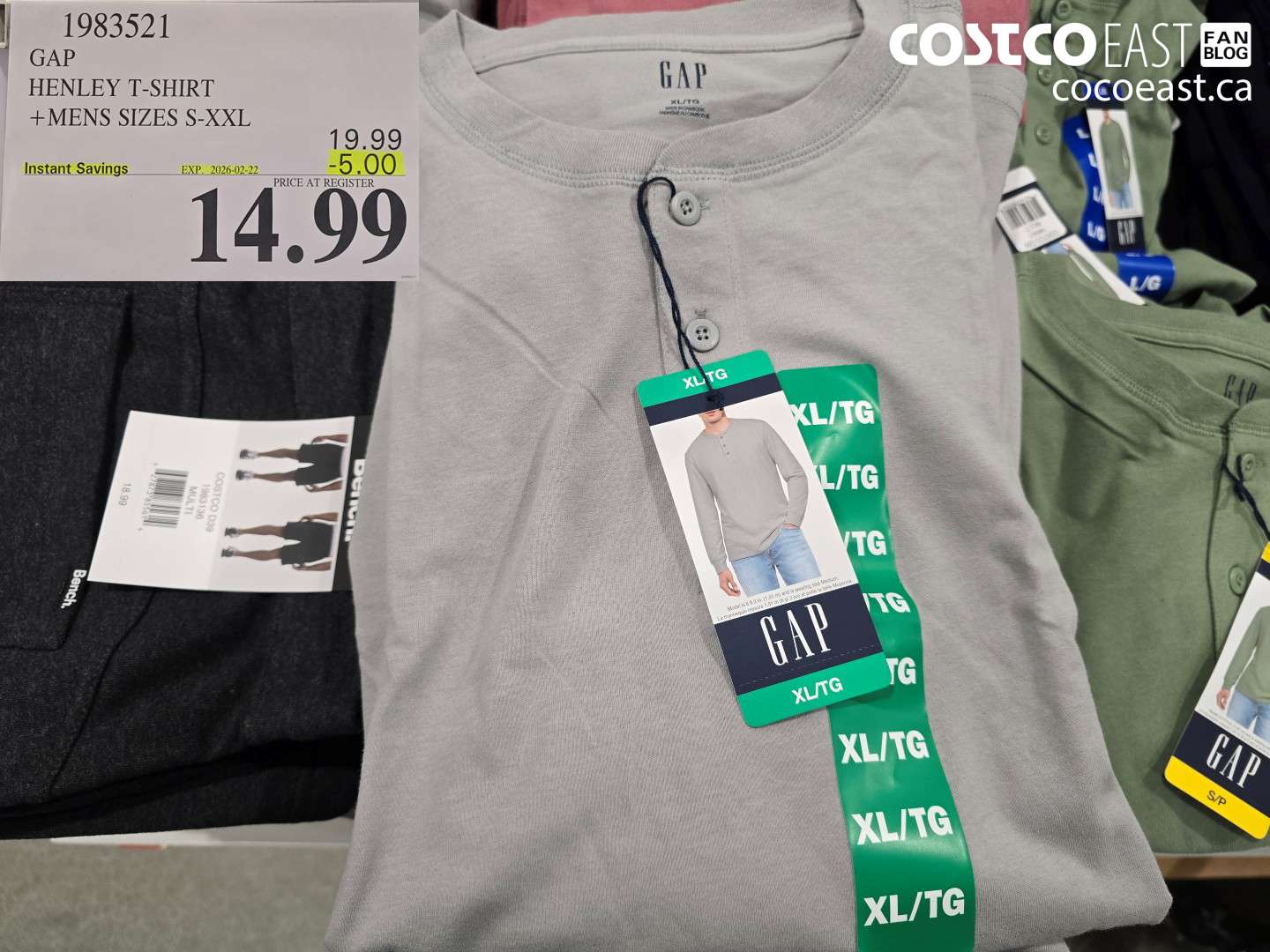 1983521 GAP HENLEY T-SHIRT + MENS SIZES S-XXL ($5.00 INSTANT SAVINGS EXPIRES ON 2026-02-22) $14.99