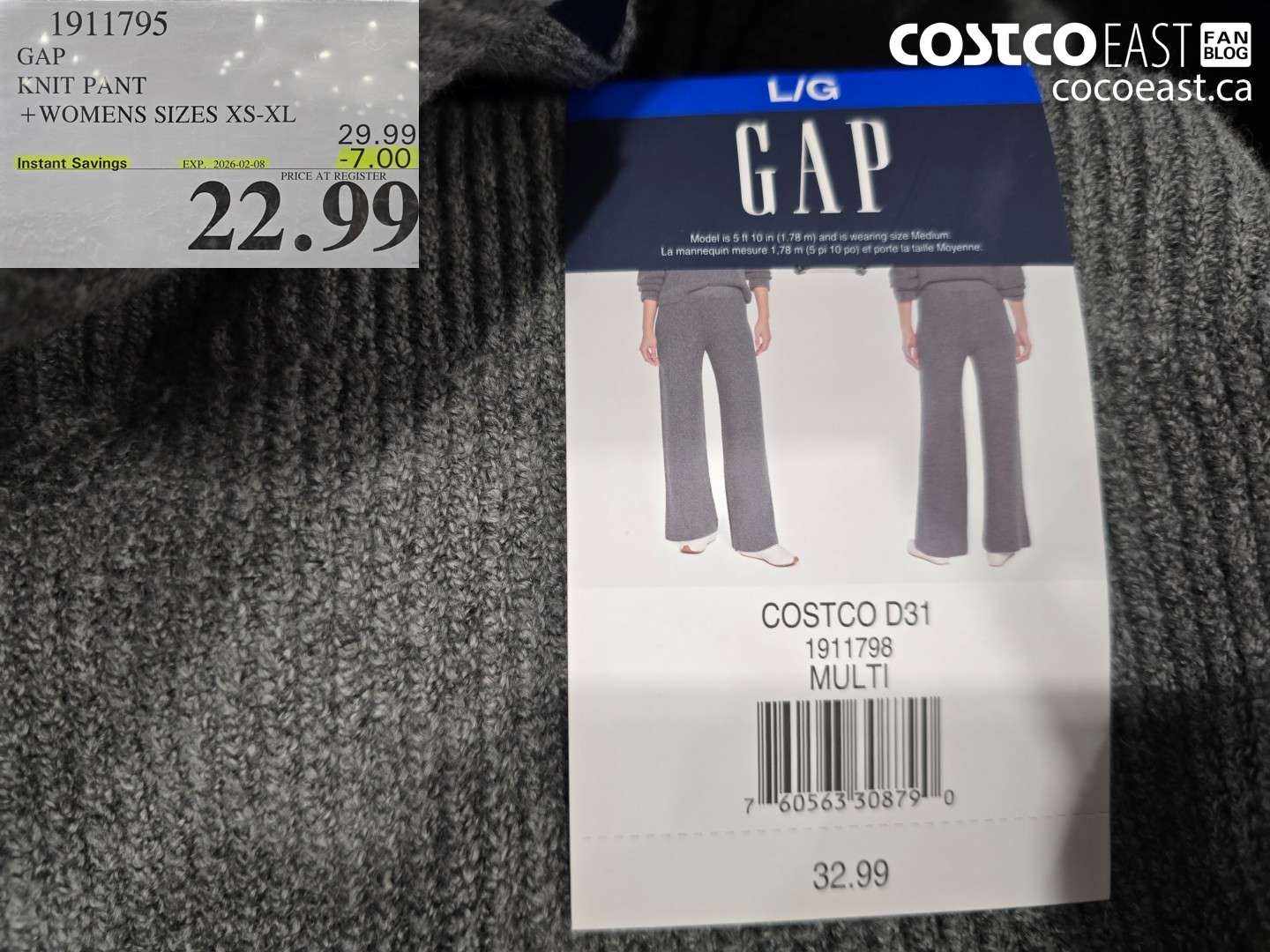 1911795 GAP KNIT PANT +WOMENS SIZES XS-XL ($7.00 INSTANT SAVINGS EXPIRES ON 2026-02-08) $22.99