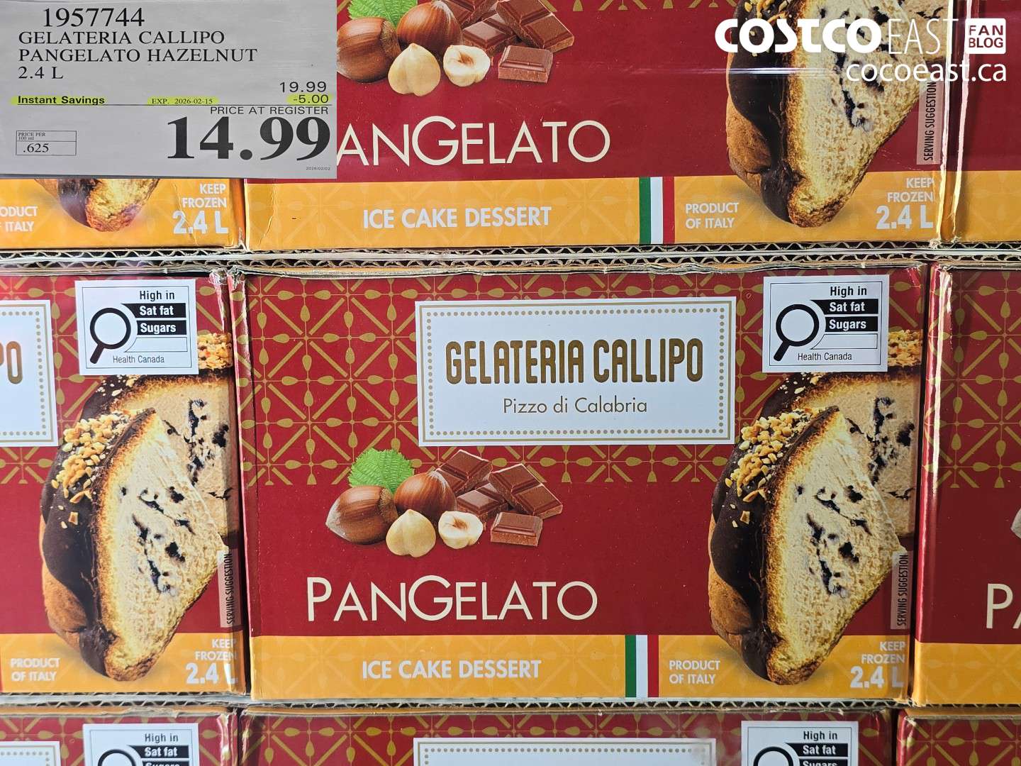 1957744 GELATERIA CALLIPO PANGELATO HAZELNUT 2.4 L ($5.00 INSTANT SAVINGS EXPIRES ON 2026-02-15) $14.99