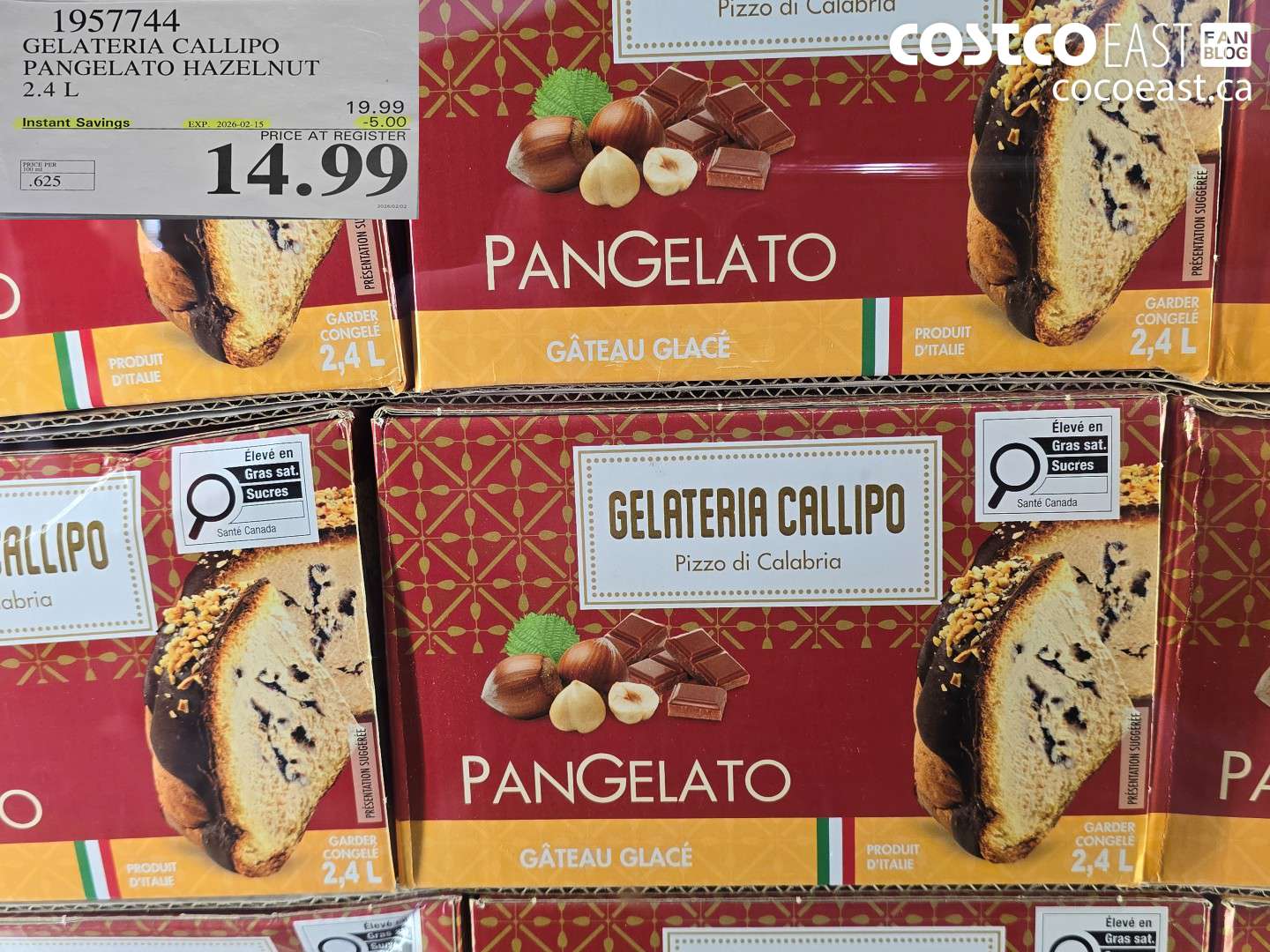 1957744 GELATERIA CALLIPO PANGELATO HAZELNUT 2.4 L ($5.00 INSTANT SAVINGS EXPIRES ON 2026-02-15) $14.99