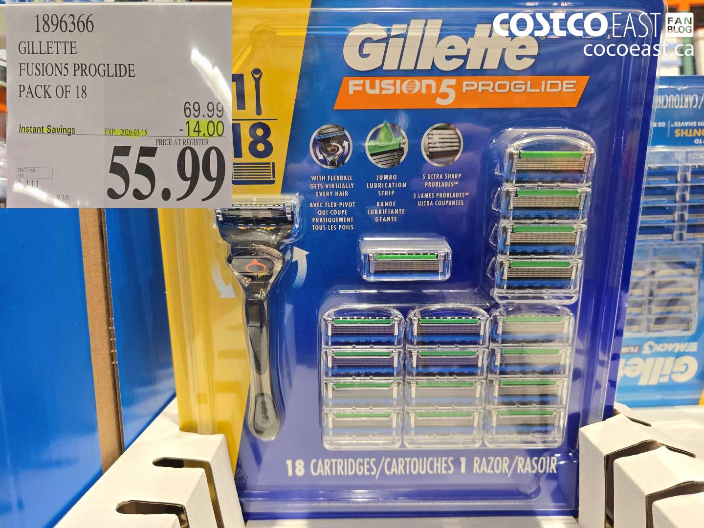 1896366 GILLETTE FUSIONS PROGLIDE PACK OF 18 ($14.00 INSTANT SAVINGS EXPIRES ON 2026-03-15) $55.99