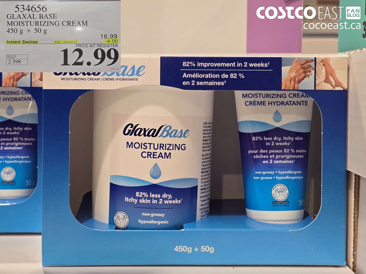 534656 GLAXAL BASE MOISTURIZING CREAM 450 g + 50 g ($4.00 INSTANT SAVINGS EXPIRES ON 2026-02-15) $12.99