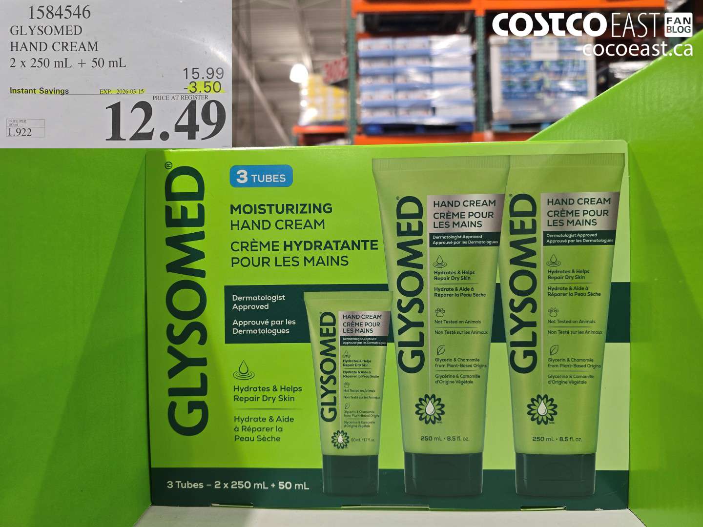 1584546 GLYSOMED HAND CREAM 2 X 250 ML + 50 ML ($3.50 INSTANT SAVINGS EXPIRES ON 2026-03-15) $12.49