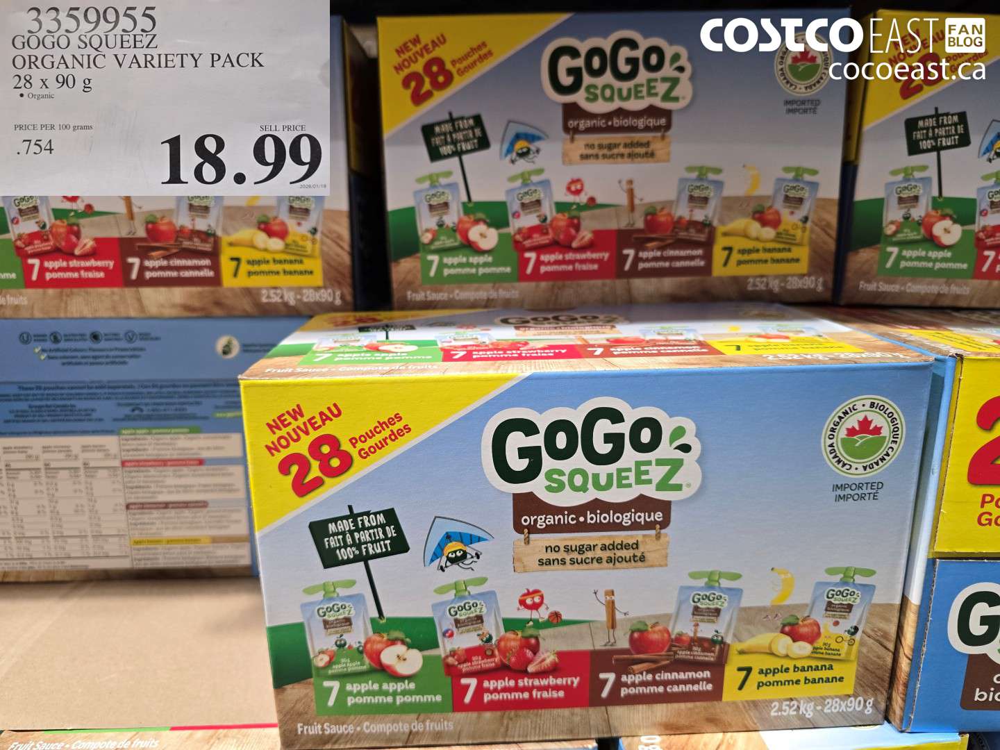 3359955 GOGO SQUEEZ ORGANIC VARIETY PACK 25 x 90 g $18.99