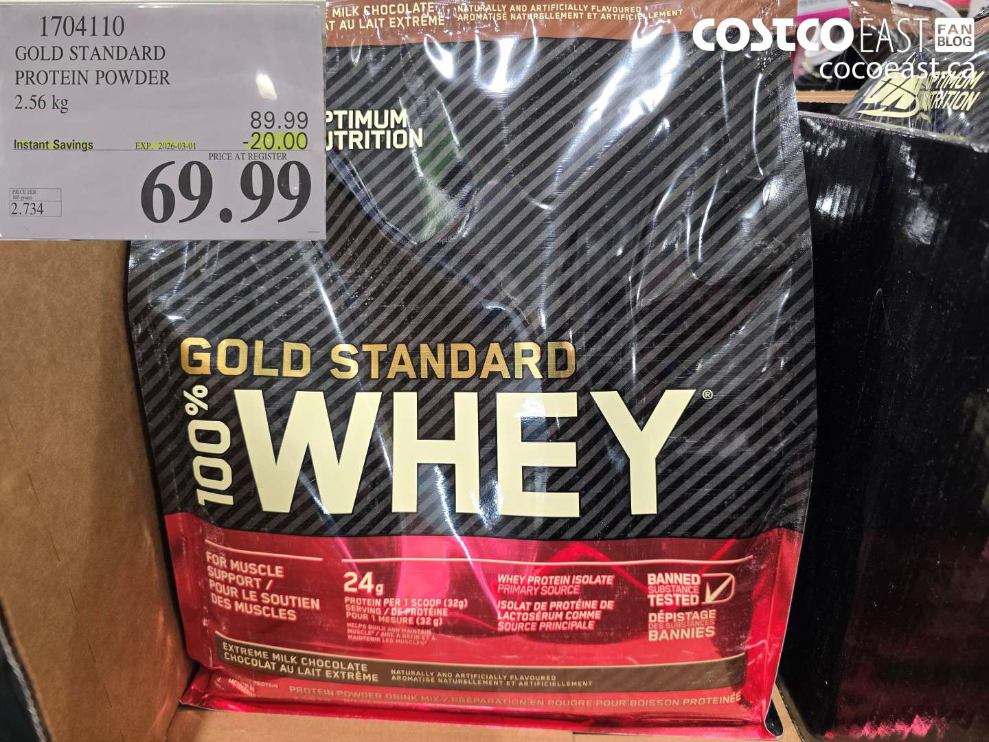 1704110 GOLD STANDARD PROTEIN POWDER 2.56 KG ($20.00 INSTANT SAVINGS EXPIRES ON 2026-03-01) $69.99