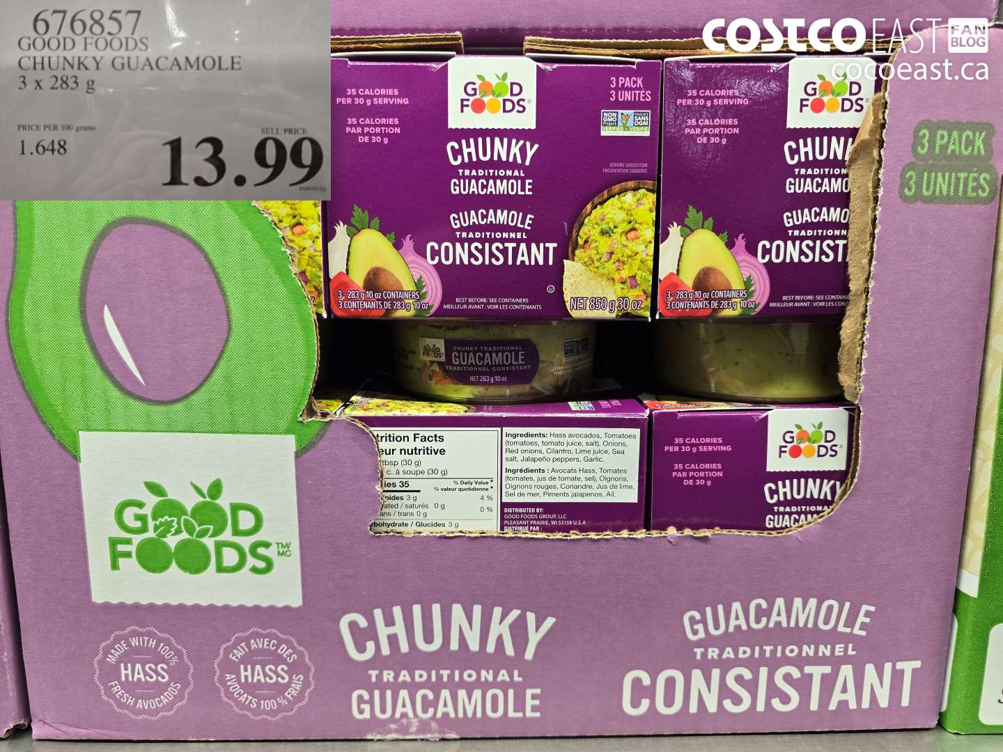 676857 GOOD FOODS CHUNKY GUACAMOLE 3 X 283 G $13.99