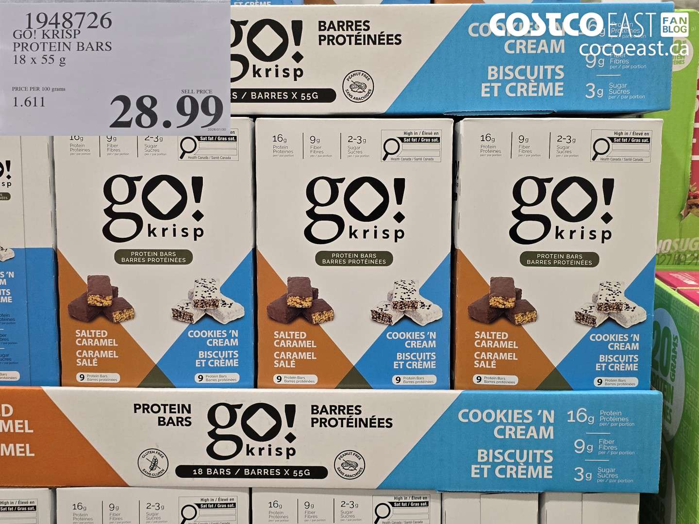 1948726 GO! KRISP PROTEIN BARS 18 x 55 g $28.99