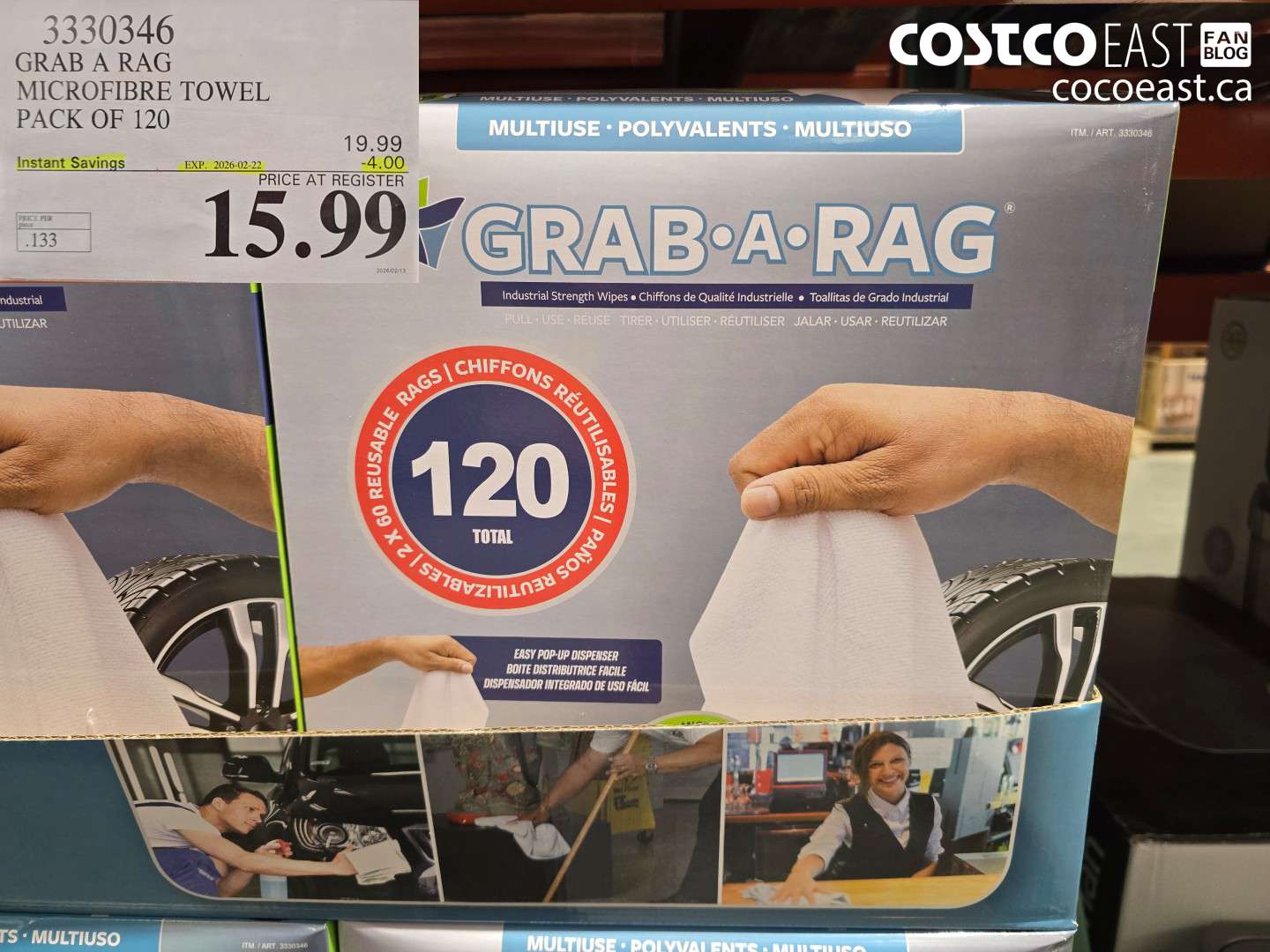 3330346 GRAB A RAG MICROFIBRE TOWEL PACK OF 120 ($4.00 INSTANT SAVINGS EXPIRES ON 2026-02-22) $15.99