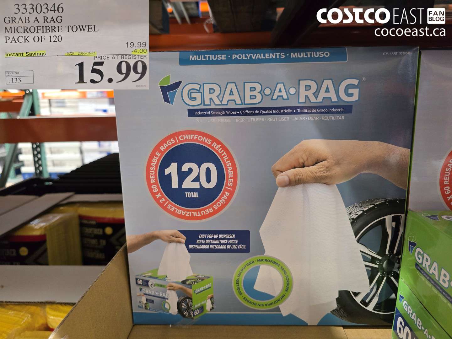 3330346 GRAB A RAG MICROFIBRE TOWEL PACK OF 120 ($4.00 INSTANT SAVINGS EXPIRES ON 2026-02-22) $15.99