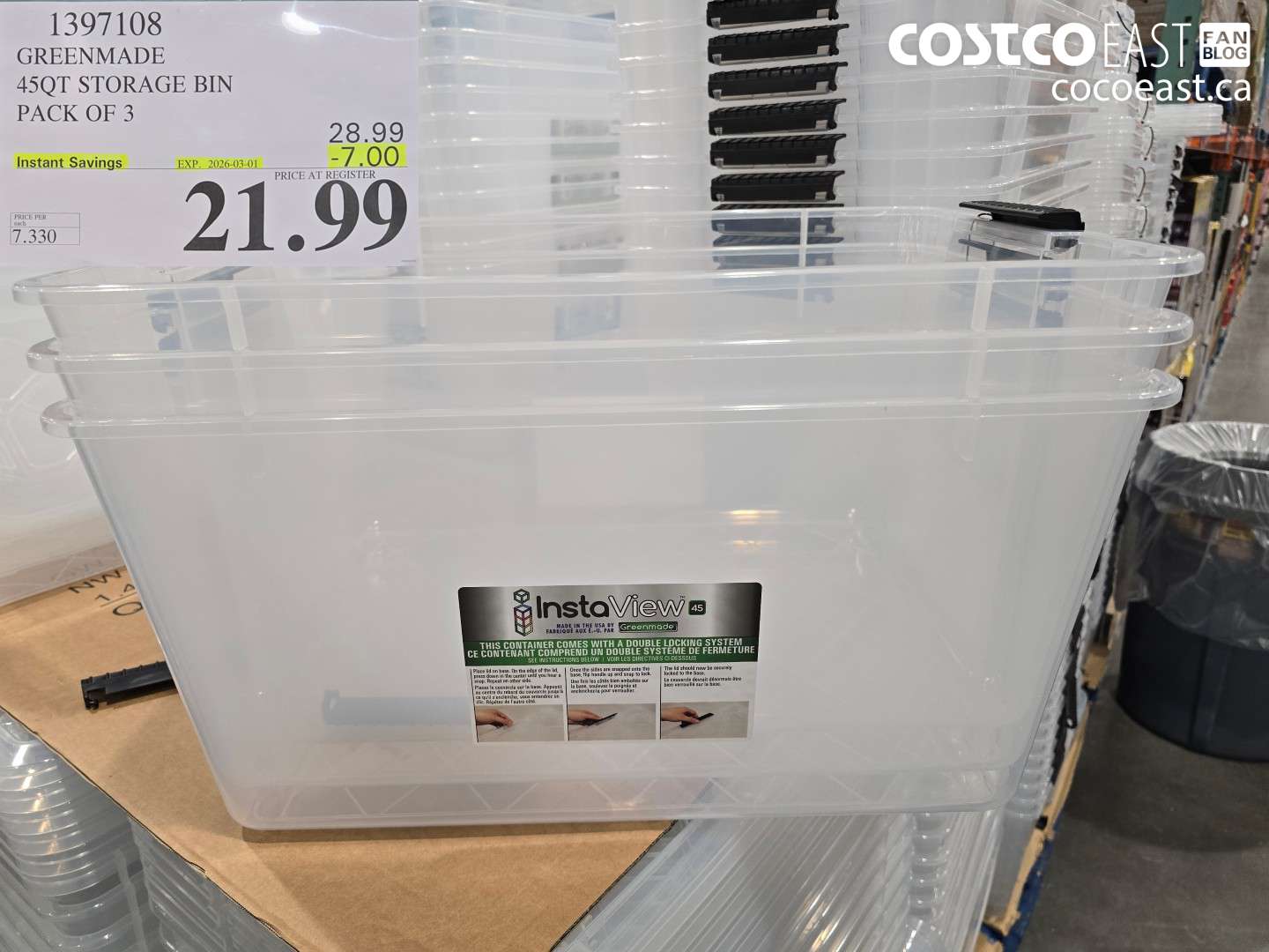 1397108 GREENMADE 45QT STORAGE BIN PACK OF 3 ($7.00 INSTANT SAVINGS EXPIRES ON 2026-03-01) $21.99