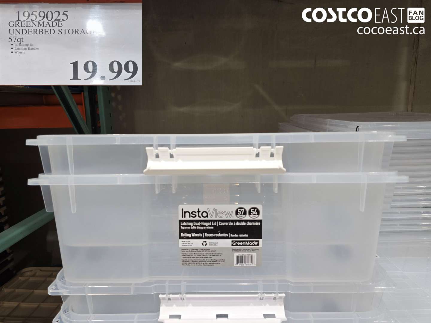 1959025 GREENMADE UNDERBED STORAGE 57qt $19.99