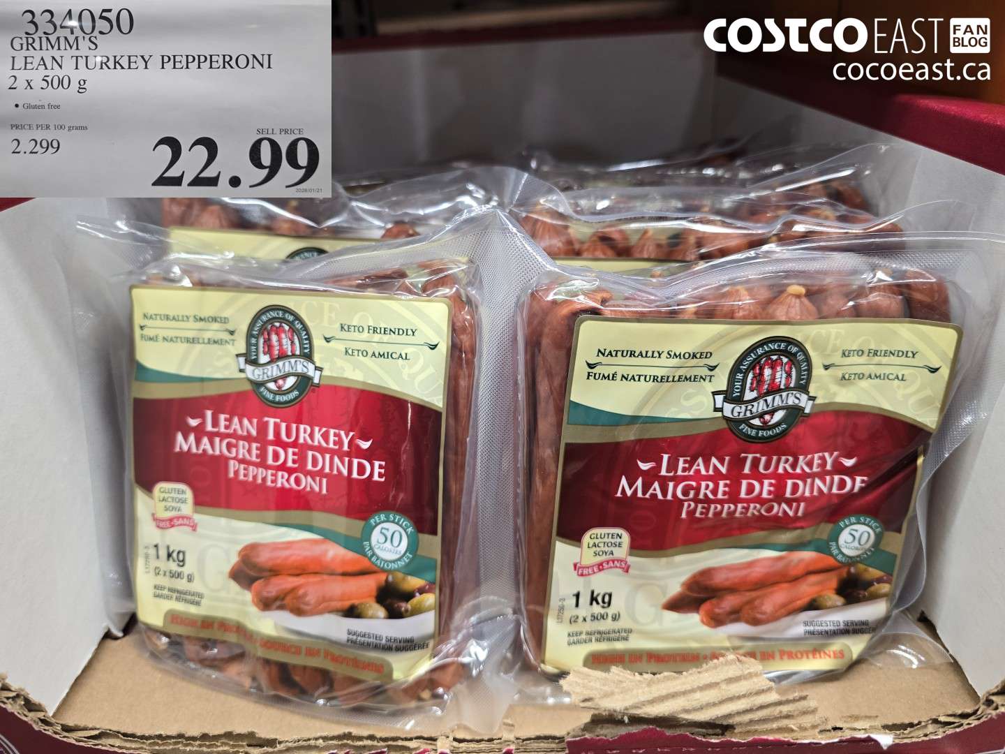 334050 GRIMM'S LEAN TURKEY PEPPERONI 2 X 500 G $22.99