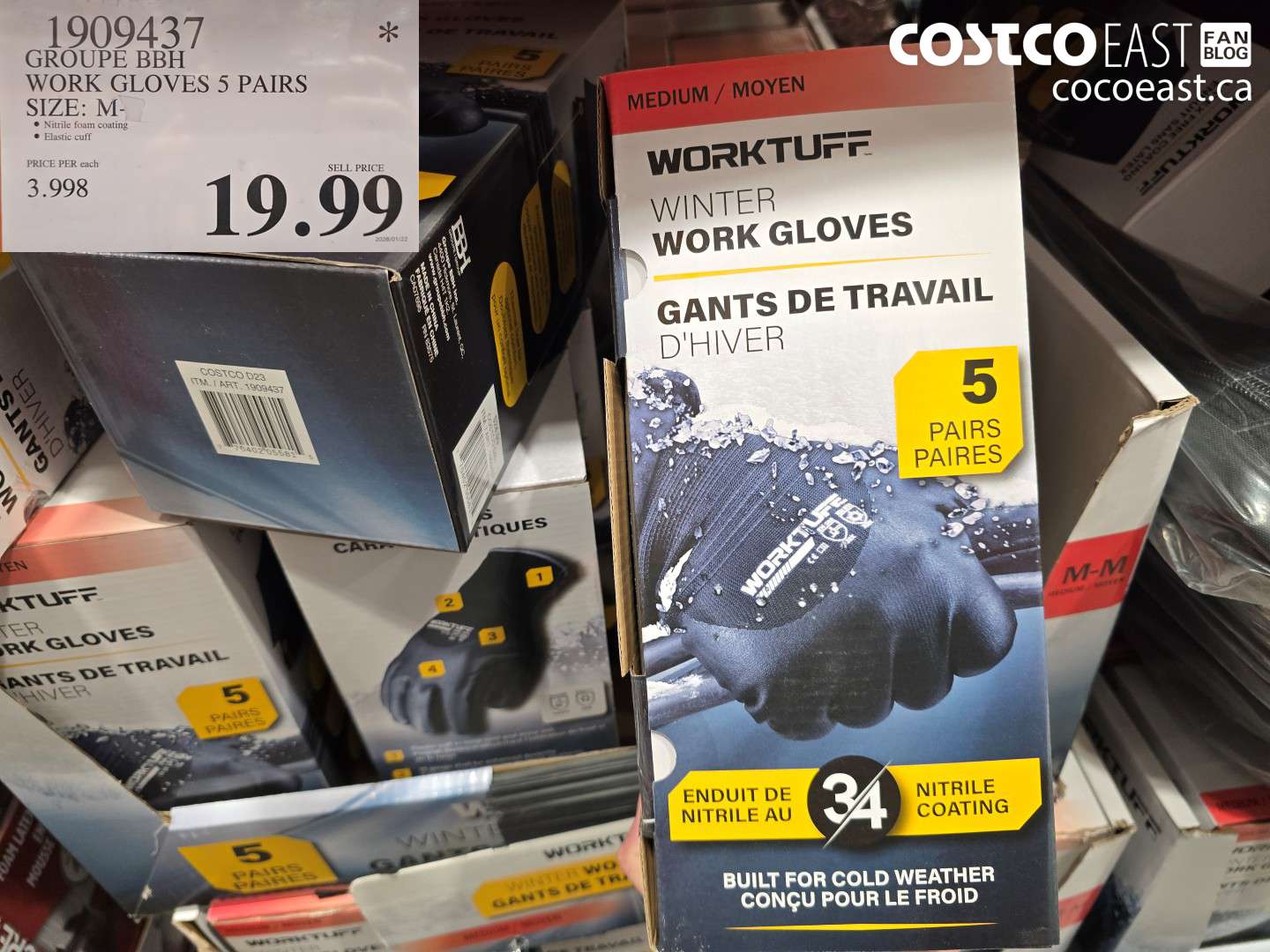 1909437 GROUPE BBH WORK GLOVES 5 PAIRS SIZE: M $19.99