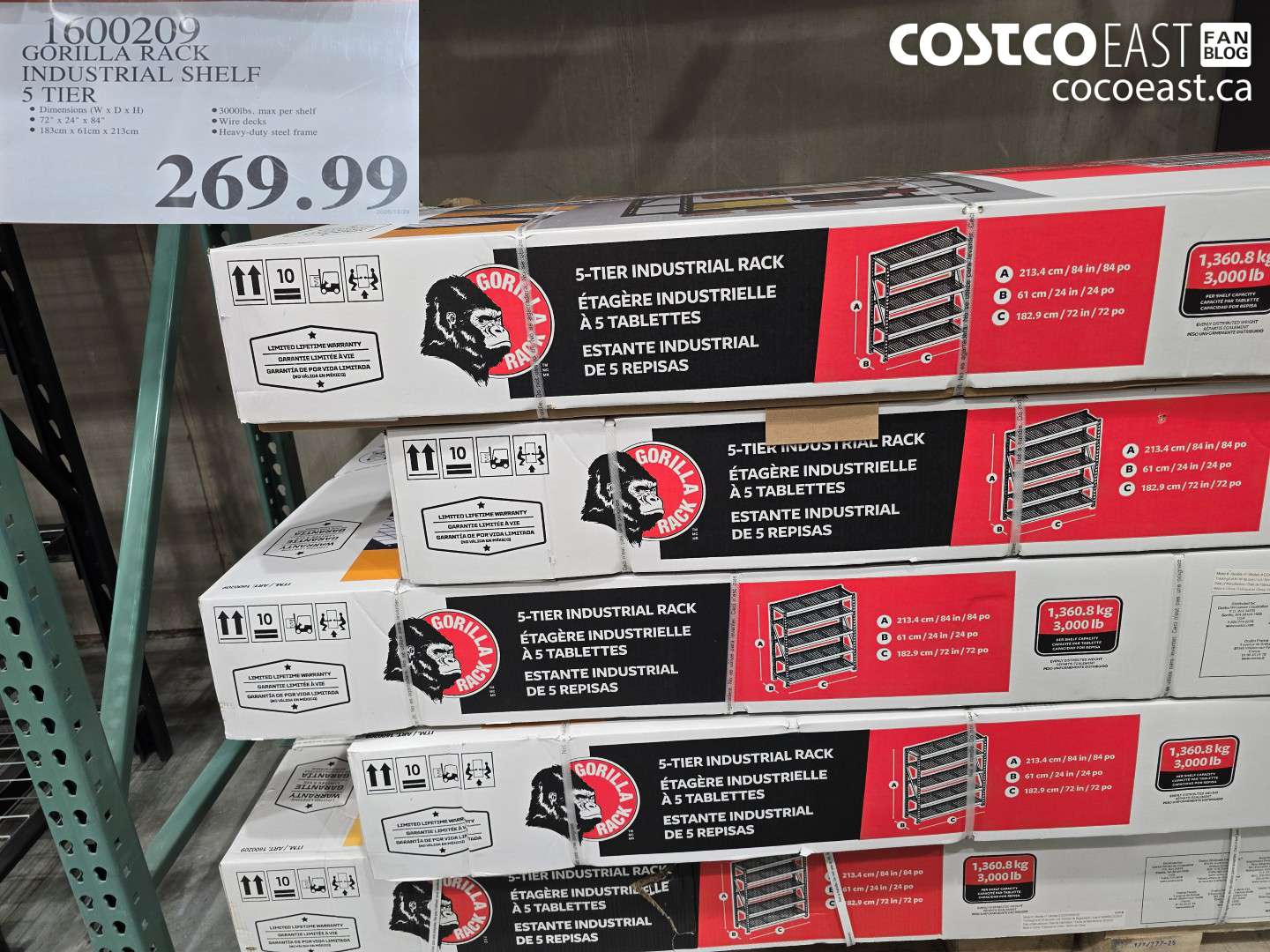 1600209 Gorilla Rack Industrial Shelf 5 Tier $269.99