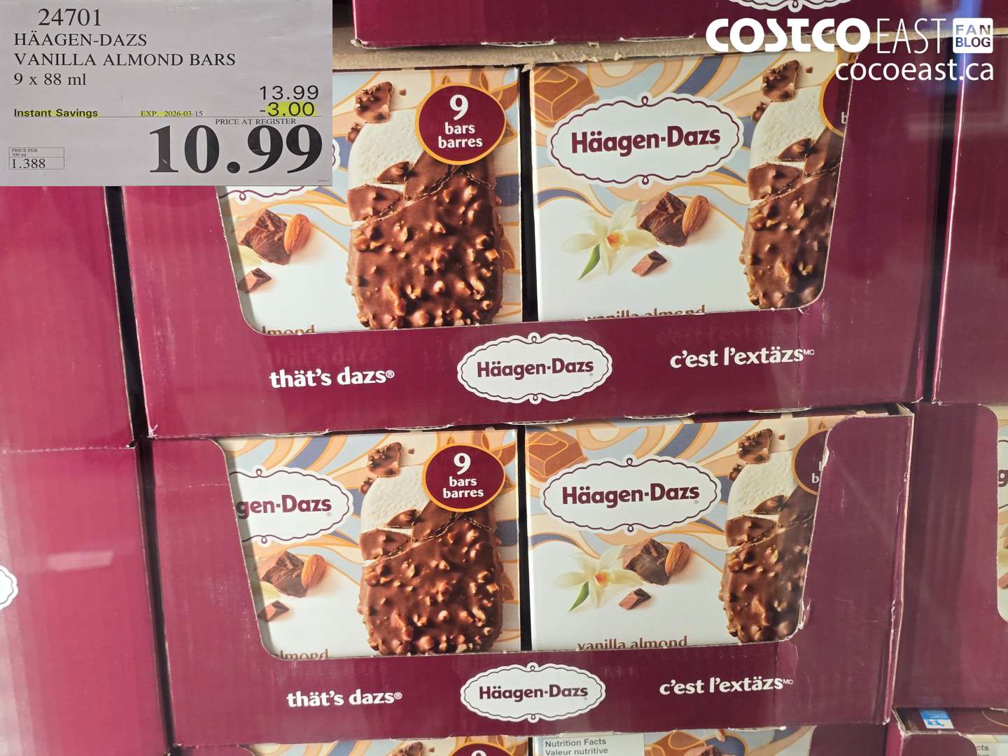 24701 HÄAGEN-DAZS VANILLA ALMOND BARS ($3.00 INSTANT SAVINGS EXPIRES ON 2026-03-15) $10.99