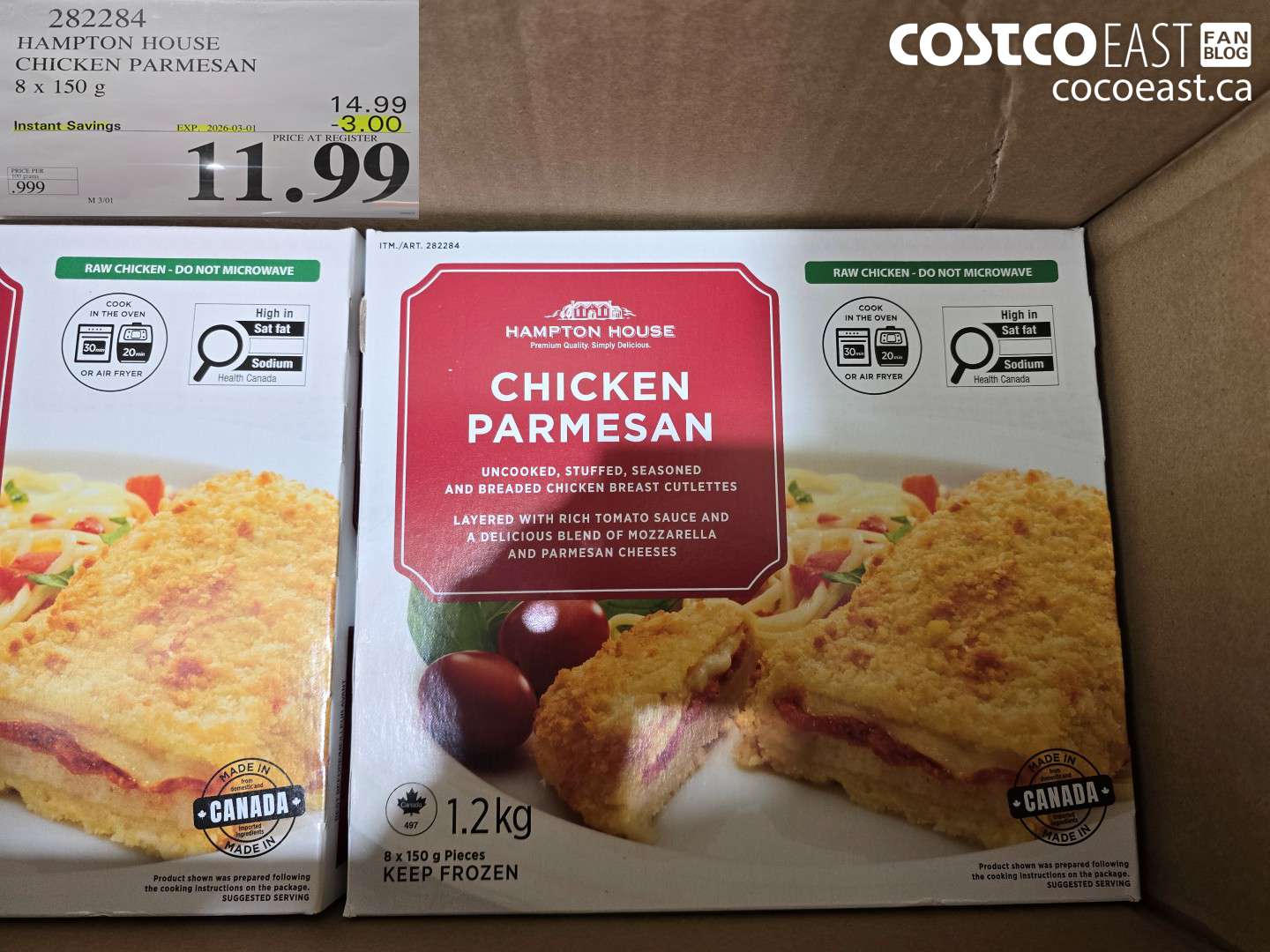 282284 HAMPTON HOUSE CHICKEN PARMESAN 8 x 150 g ($3.00 INSTANT SAVINGS EXPIRES ON 2026-03-01) $11.99