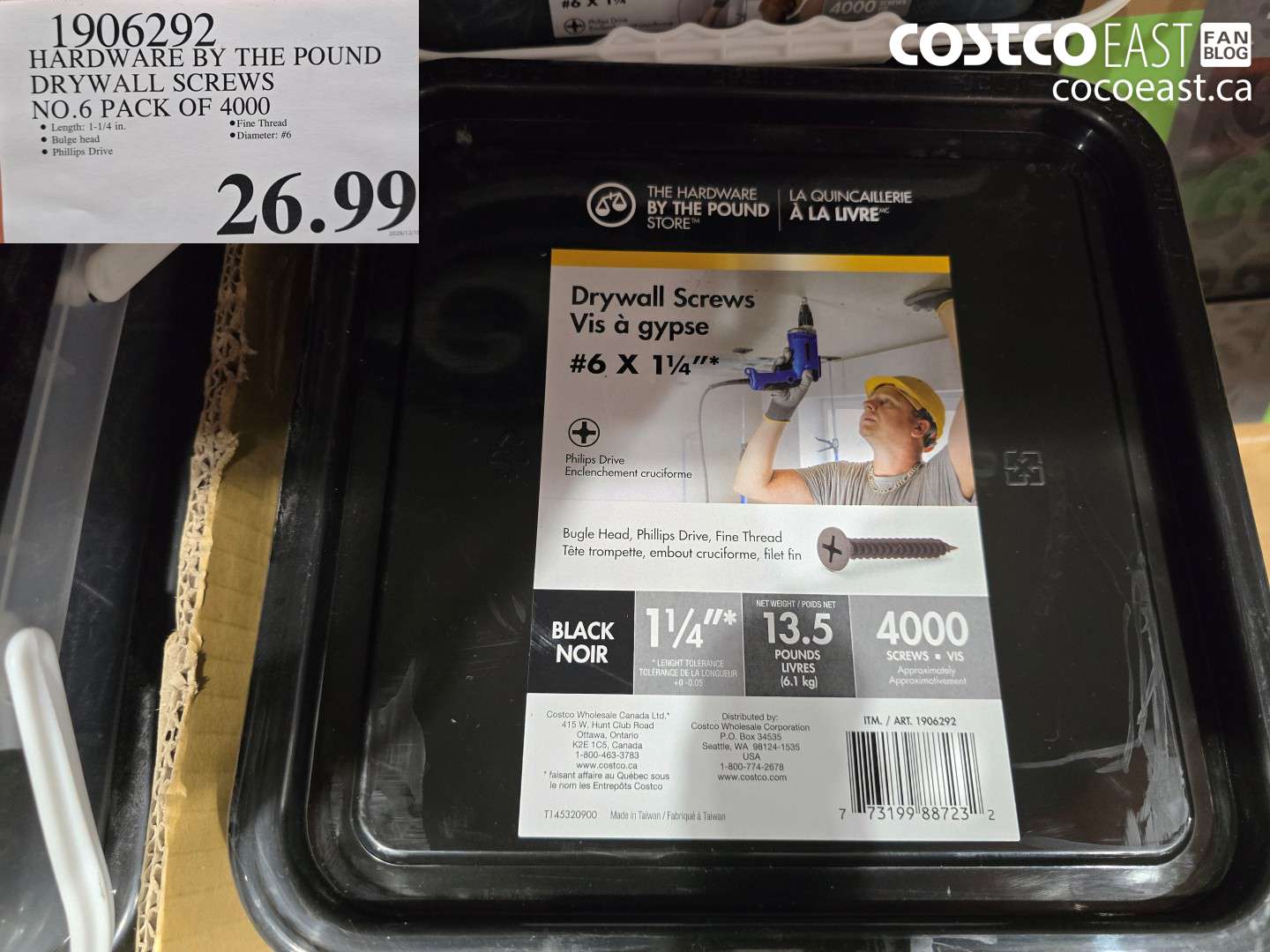 1906292 HARDWARE BY THE POUND DRYWALL SCREWS NO.6 PACK OF 4000 $26.99