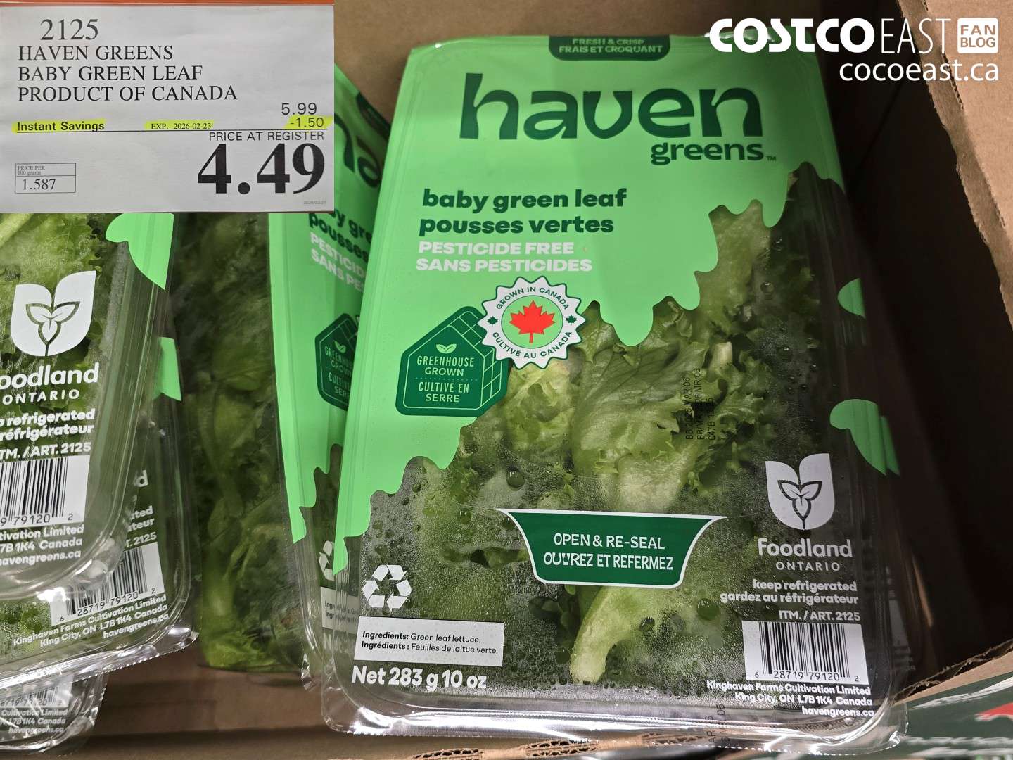 2125 HAVEN GREENS BABY GREEN LEAF PRODUCT OF CANADA ($1.50 INSTANT SAVINGS EXPIRES ON 2026-02-23) $4.49