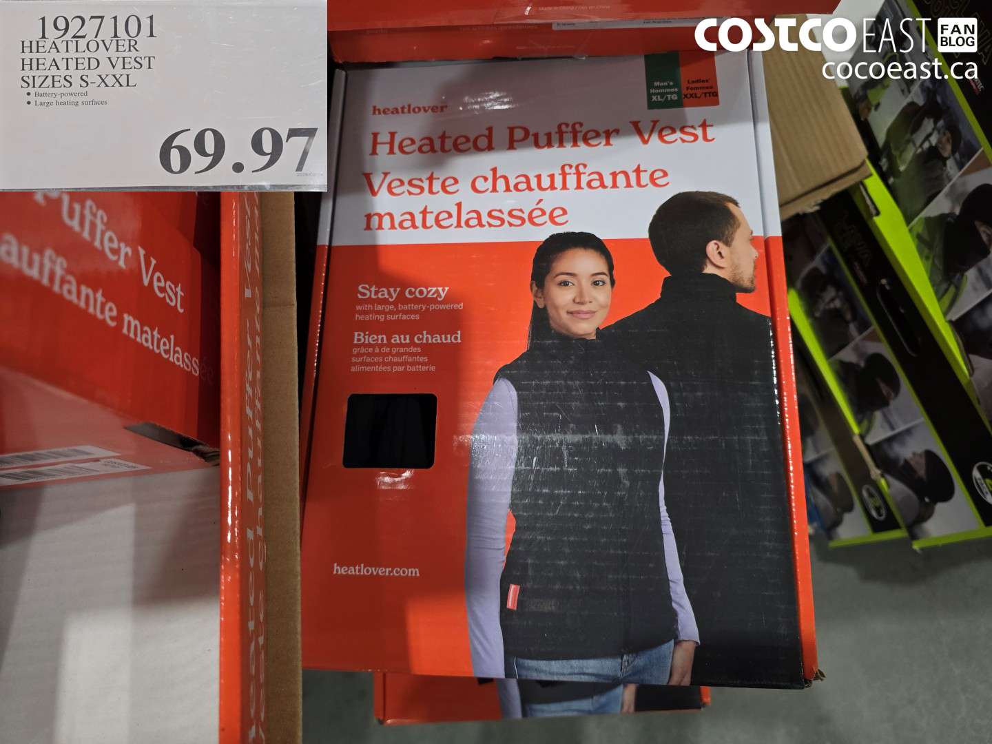 1927101 HEATLOVER HEATED VEST SIZES S-XXL $69.97