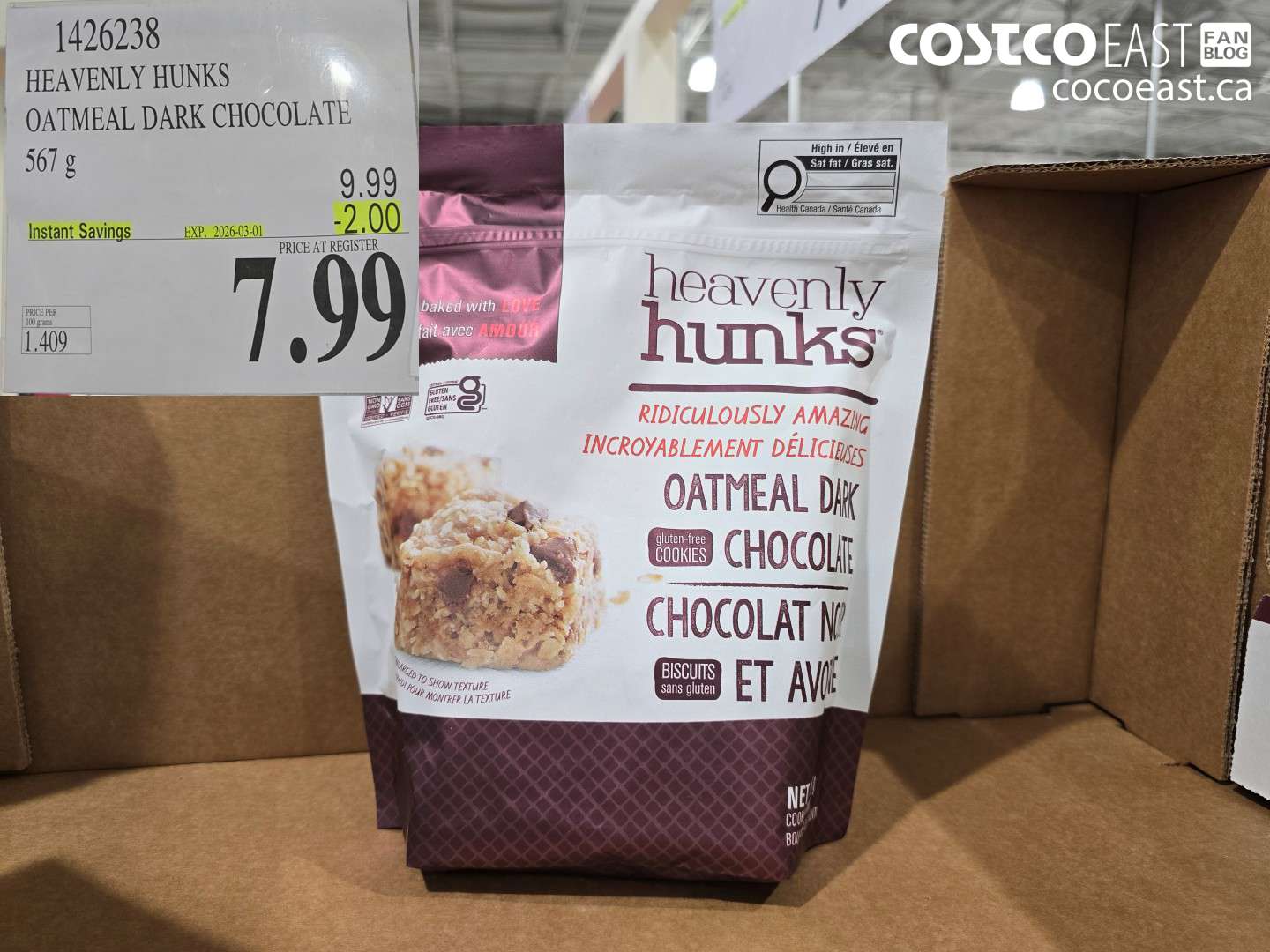 1426238 HEAVENLY HUNKS OATMEAL DARK CHOCOLATE ($2.00 INSTANT SAVINGS EXPIRES ON 2026-03-01) $7.99